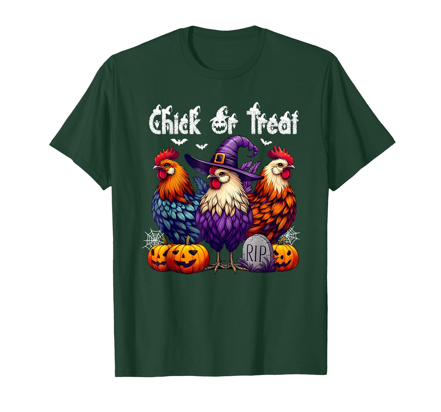 Chick Or Treat Funny Halloween Witch Spooky Cute Chicken T-Shirt