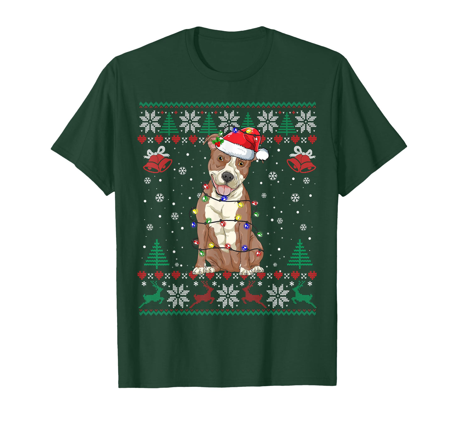 Pitbull Christmas Ugly Sweater Funny Dog Lover Xmas T-Shirt for Men Women Girls Kids