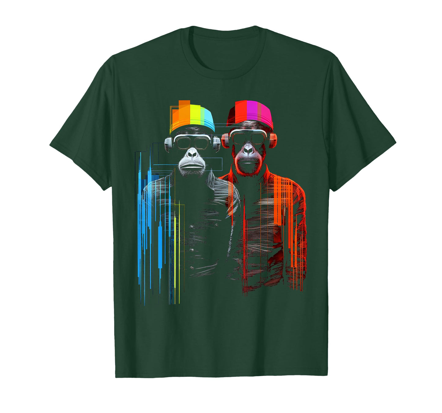 Monkey Colorful Animal Drawingg Abstract Art Monkey T-Shirt