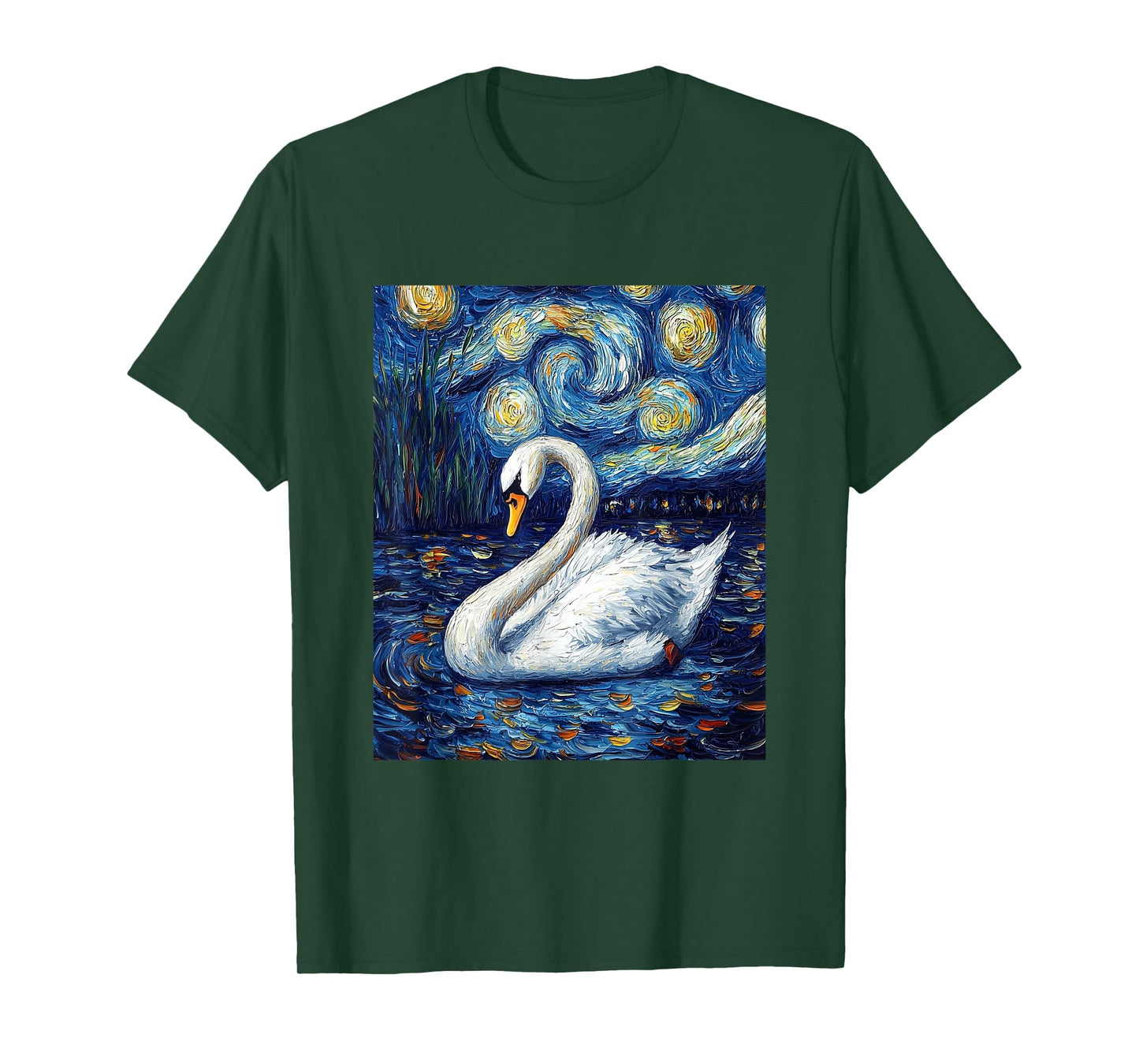 Cute Swan Bird - Van Gogh Style - Starry Night T-Shirt