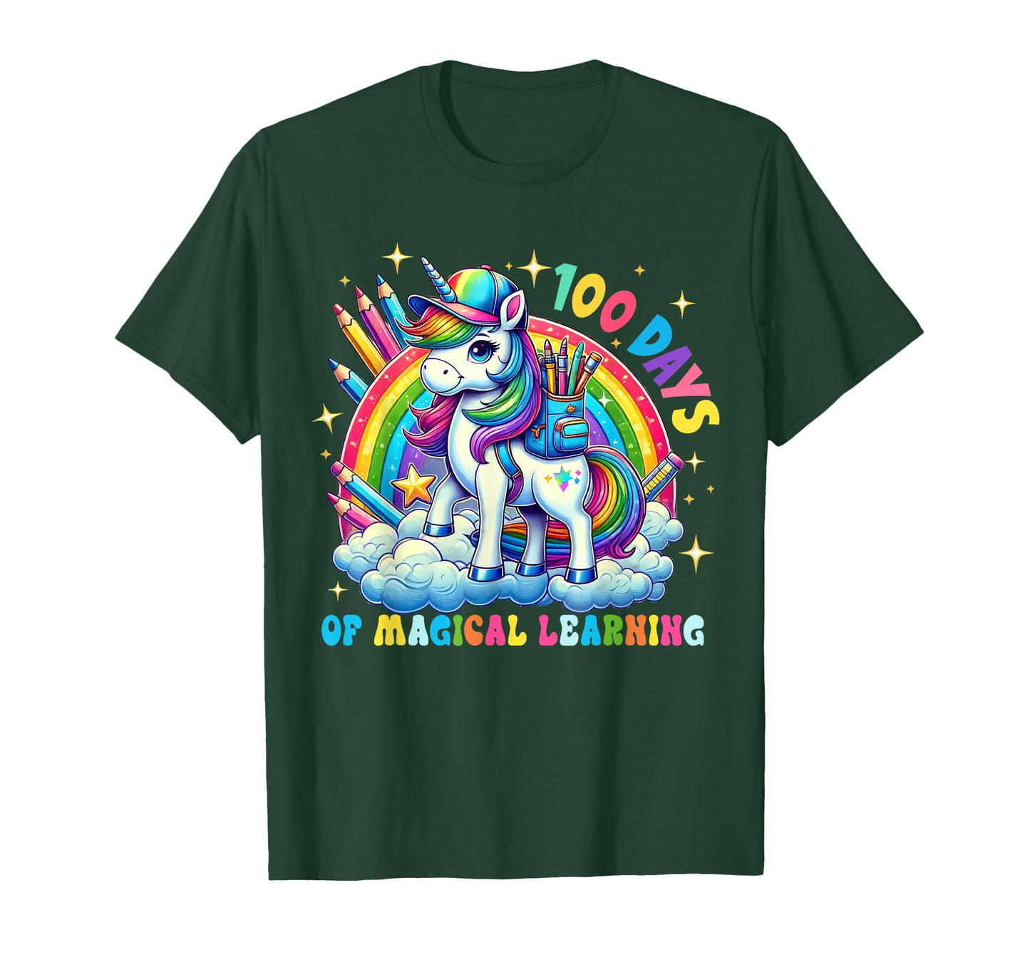 100 Days Of Magical Learning Unicorn 100th Day School Girls T-Shirt
