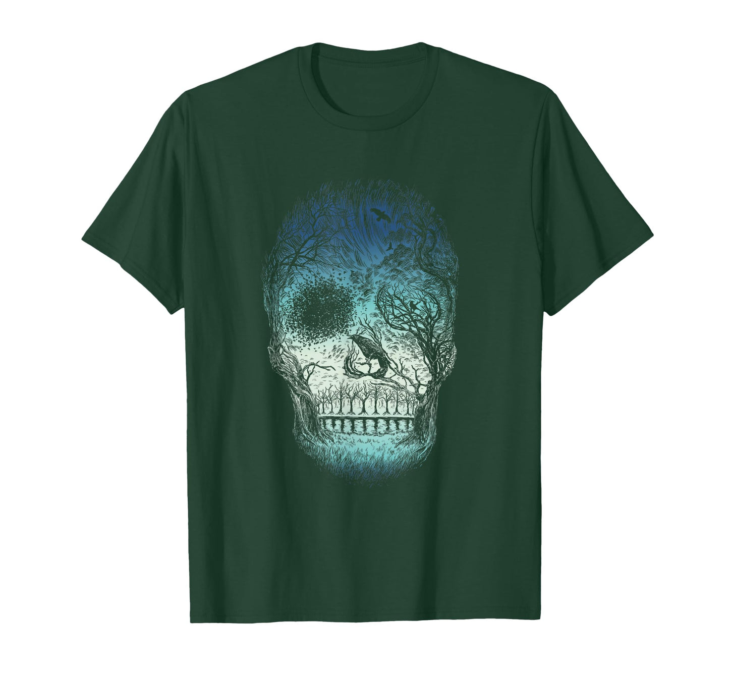 Unique Hand Drawn Abstract Skull T-Shirt (Blue)