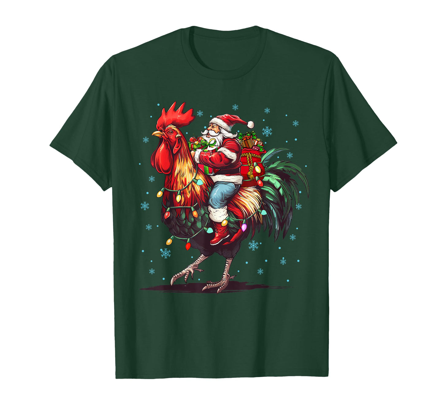 Chicken Lover Xmas Funny Santa Riding Chicken Christmas 2025 T-Shirt