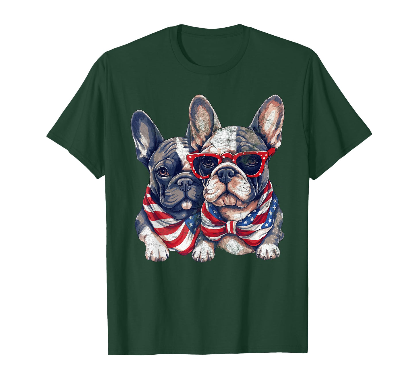 French Bulldog American Flag Patriotic 4th of July Frenchie Women Kids Men T-Shirt
