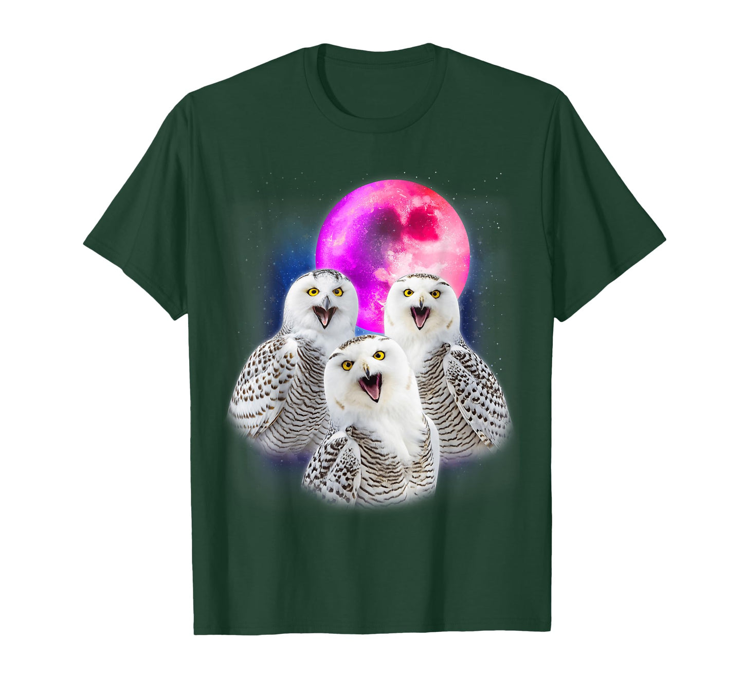 3 Snowy Owl Howling At The Moon Funny Owl Bird Lover Birder T-Shirt