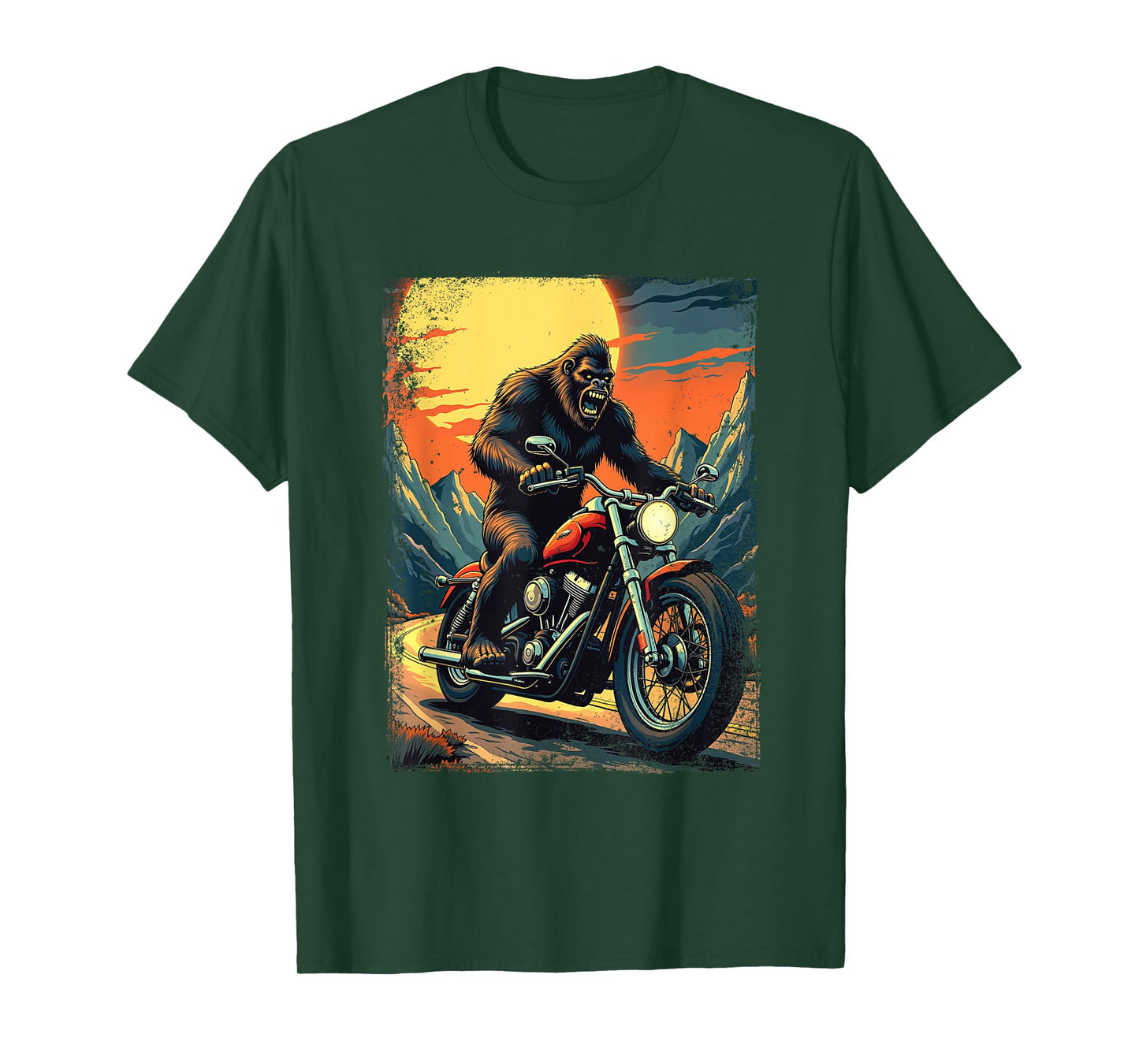 Bigfoot On Motorcycle - Biker Motorcycle Motorcycling T-Shirt
