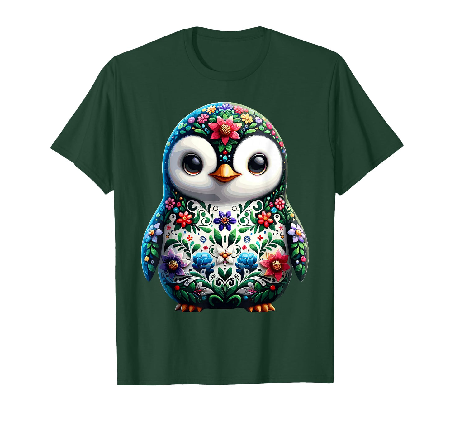 Cute Floral Aesthetic Penguin Lover Penguin T-Shirt