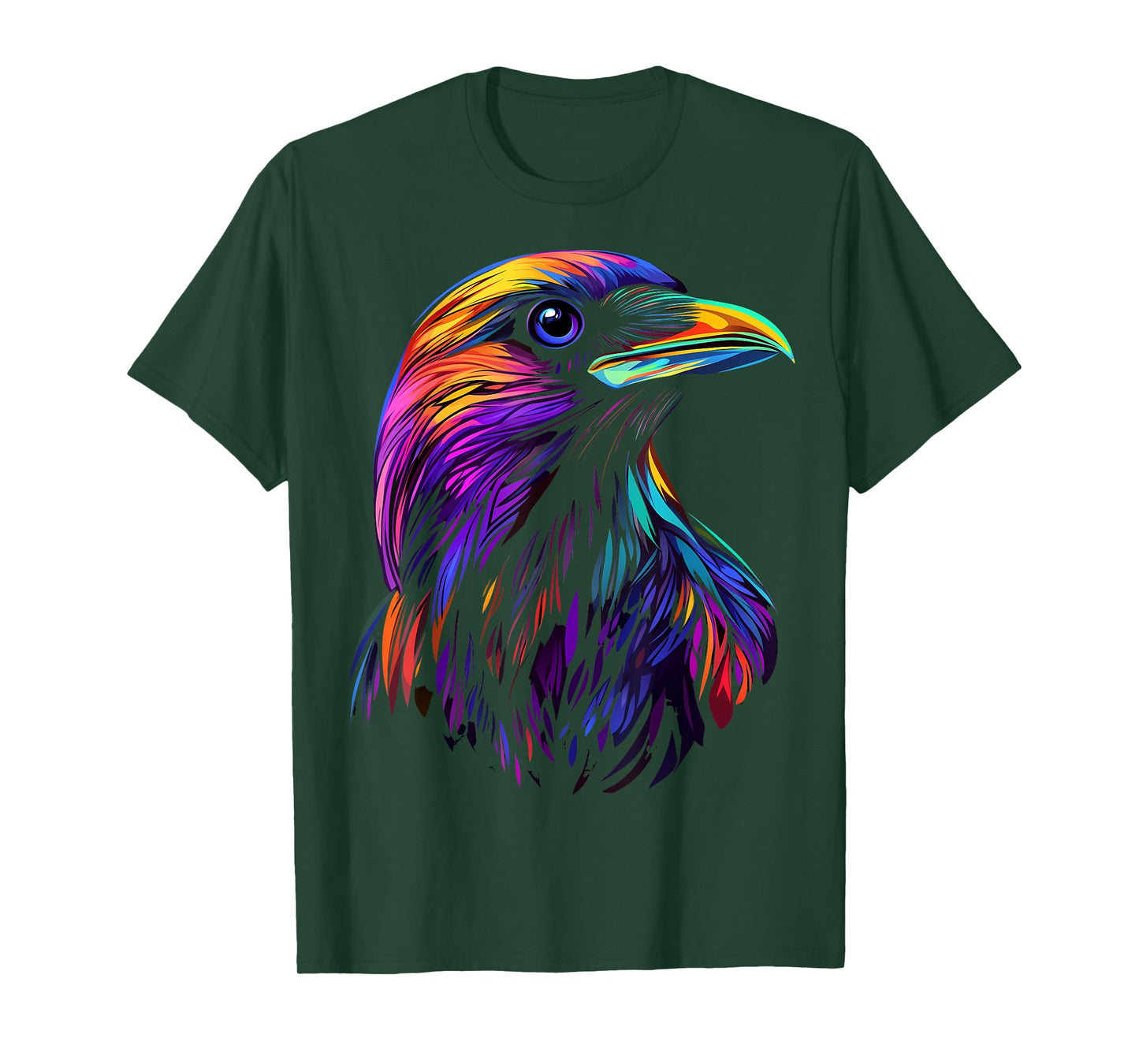 Colorful Crow Face Cute Birds Animal Lover Men Women Black T-Shirt