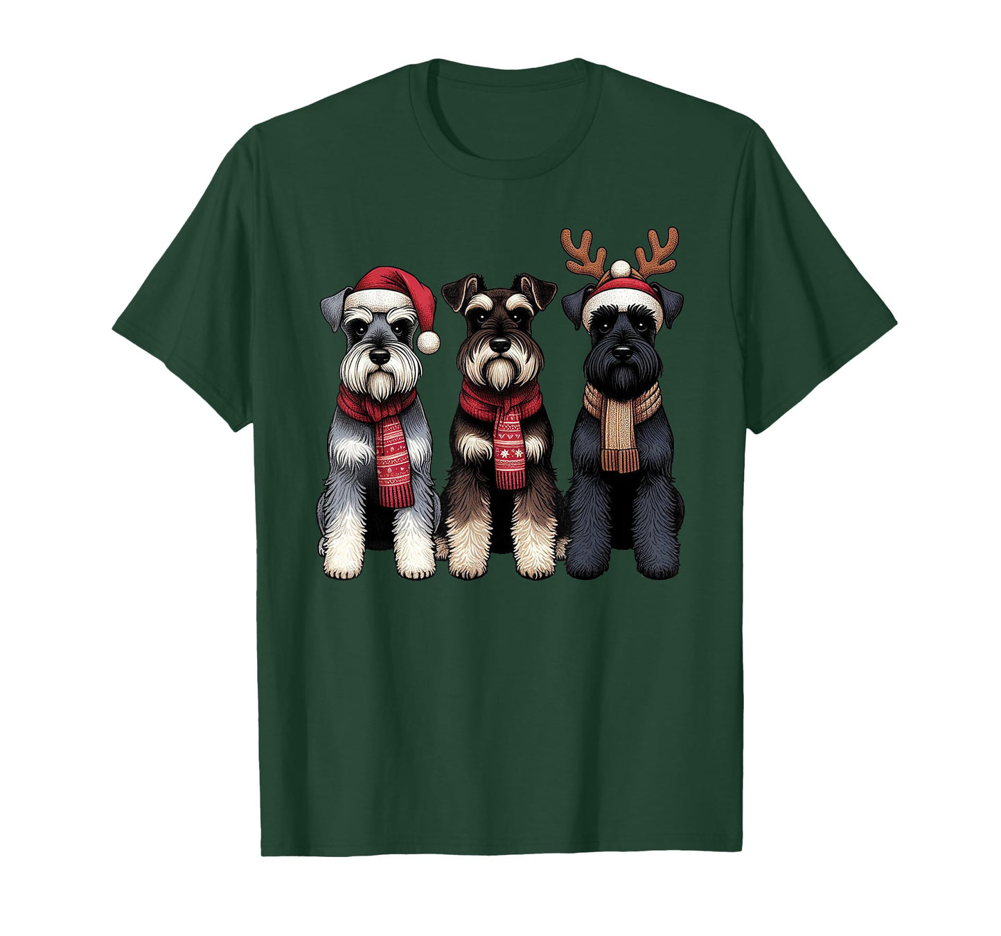 Santa Reindeer Schnauzer Christmas Dachshund Lover Pajama T-Shirt