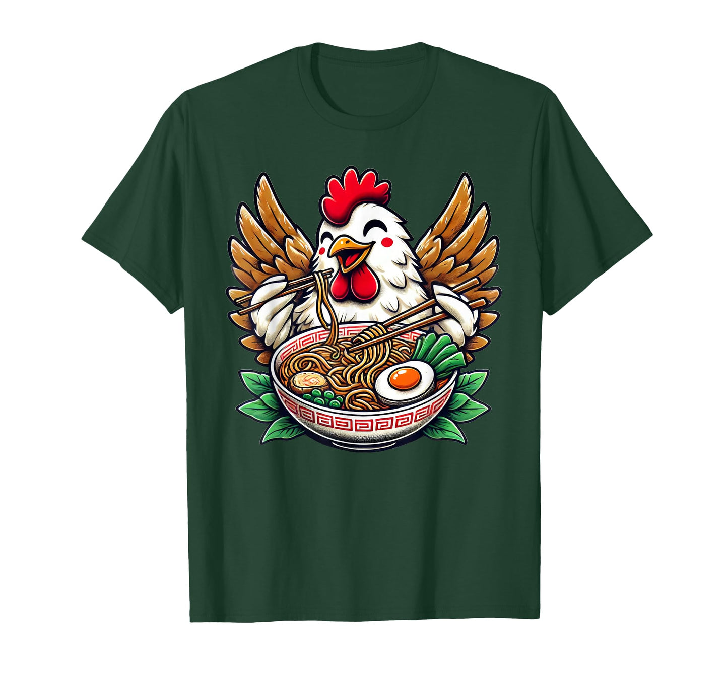 Kawaii Chicken Eating Ramen Noodles T-Shirt