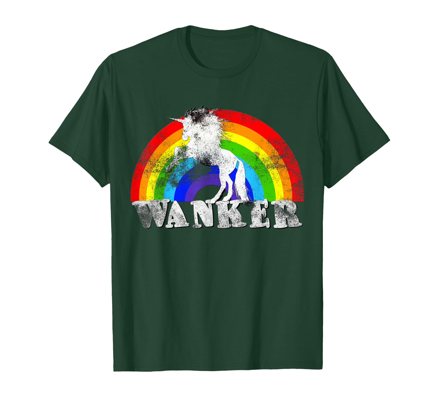 Unicorn Wanker T Shirt - Funny Rainbow T-shirt Tee T-Shirt