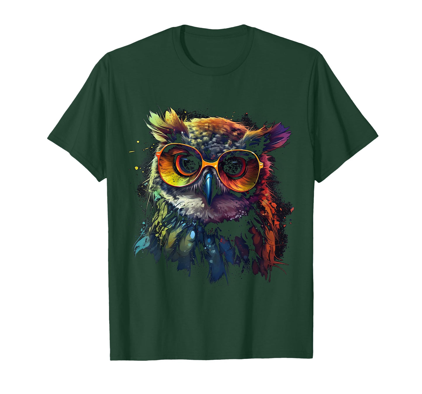 Owl Artwork - Animal Glasses Colourful Bird Art Owl T-Shirt