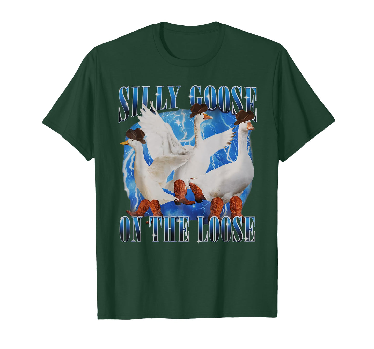 Western Goose Cowboy Silly Goose On The Loose Funny Men T-Shirt