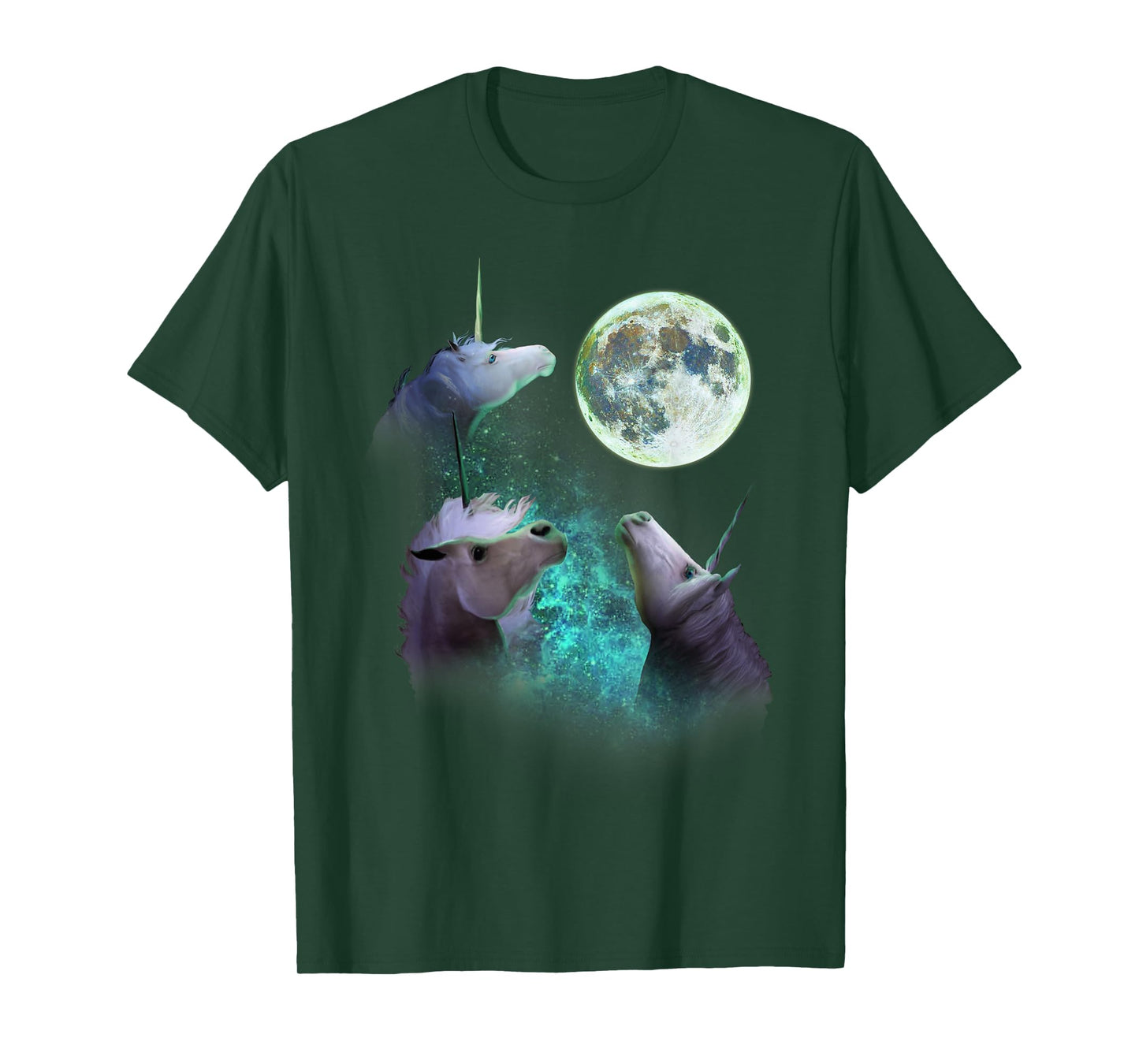 Three Unicorns Howl At Moon 3 Wolfs Wolves Funny Parody T-Shirt