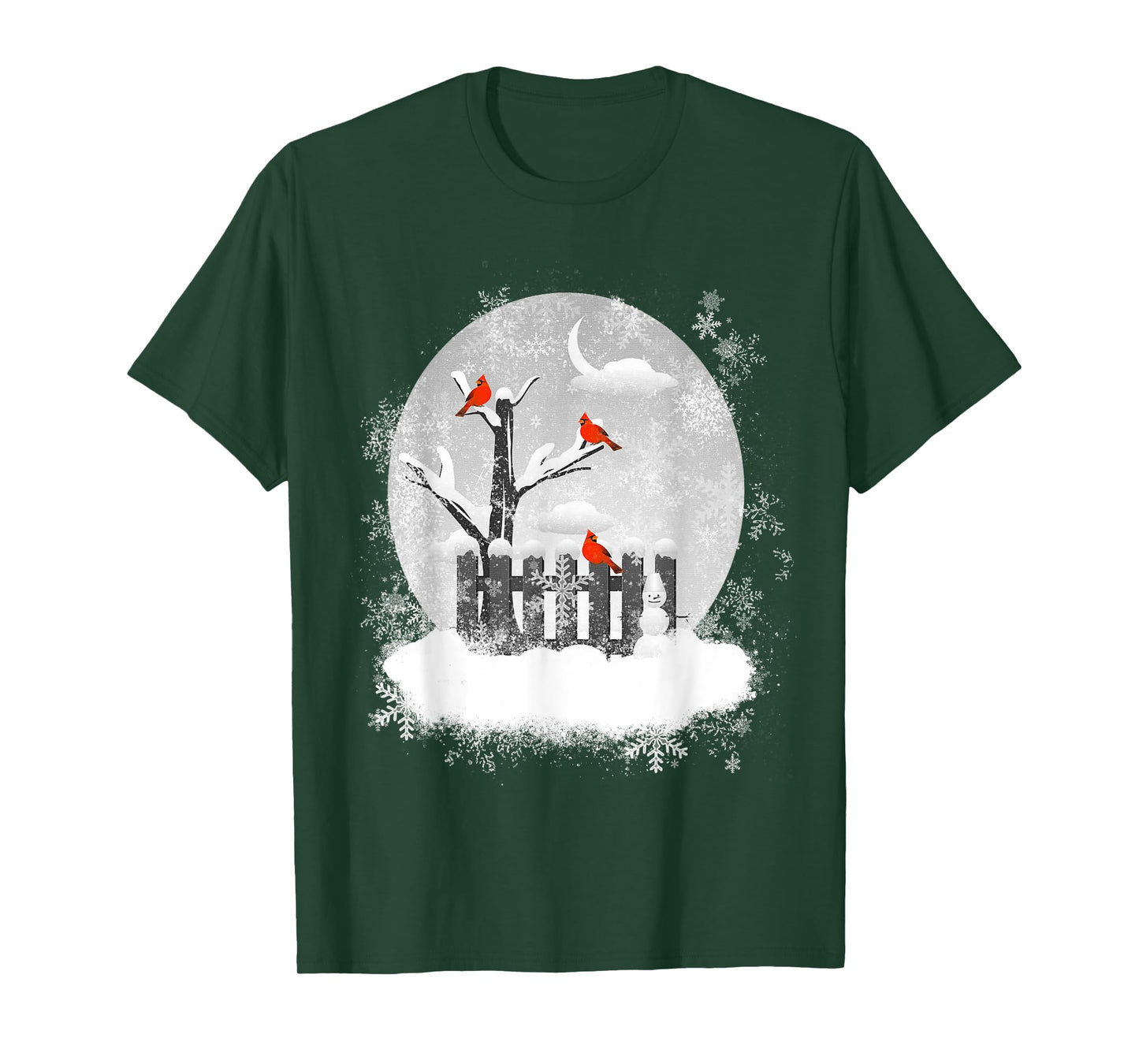Red Cardinal Birds Winter Scene T-Shirt