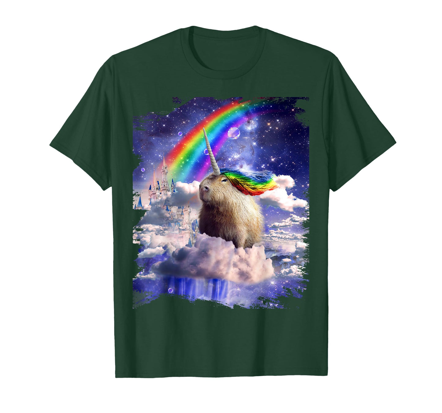 Capybaricorn Capybara Unicorn In Clouds Space Rainbow T-Shirt