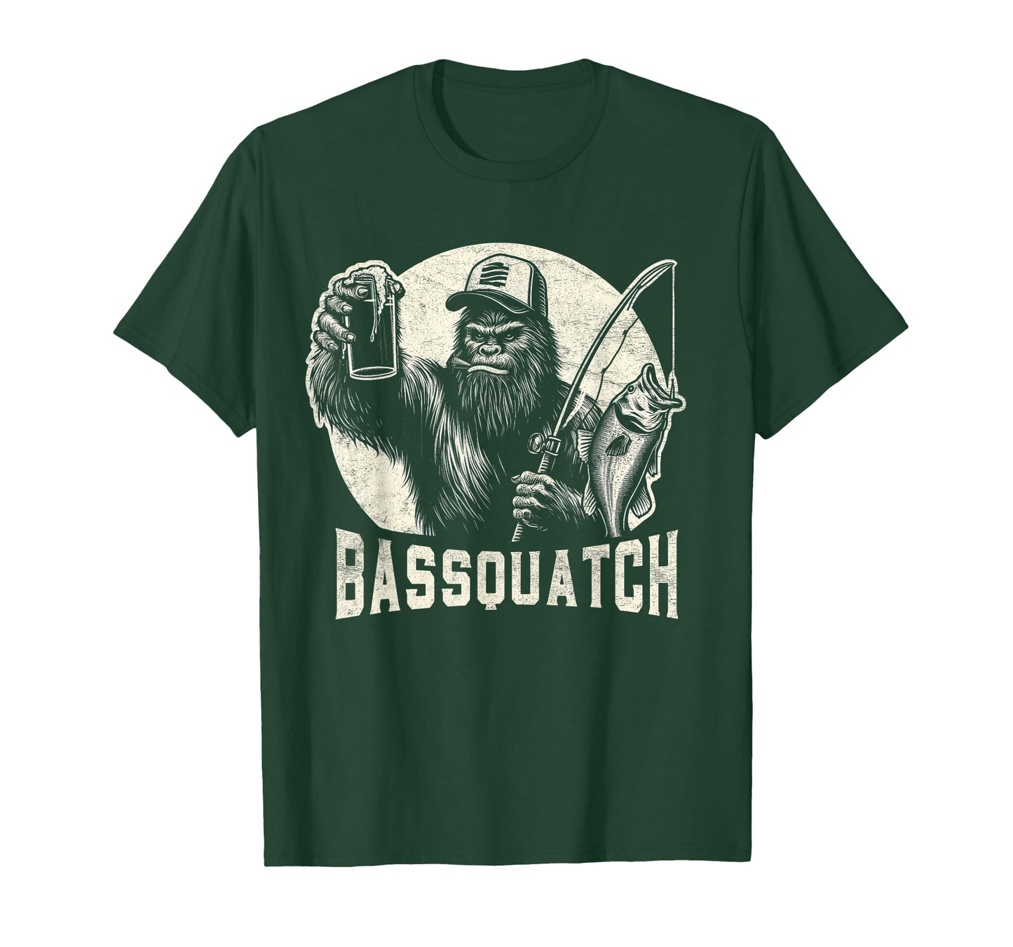 Bassquatch Sasquatch Men's Bass Fishing Bigfoot 80's Vintage T-Shirt