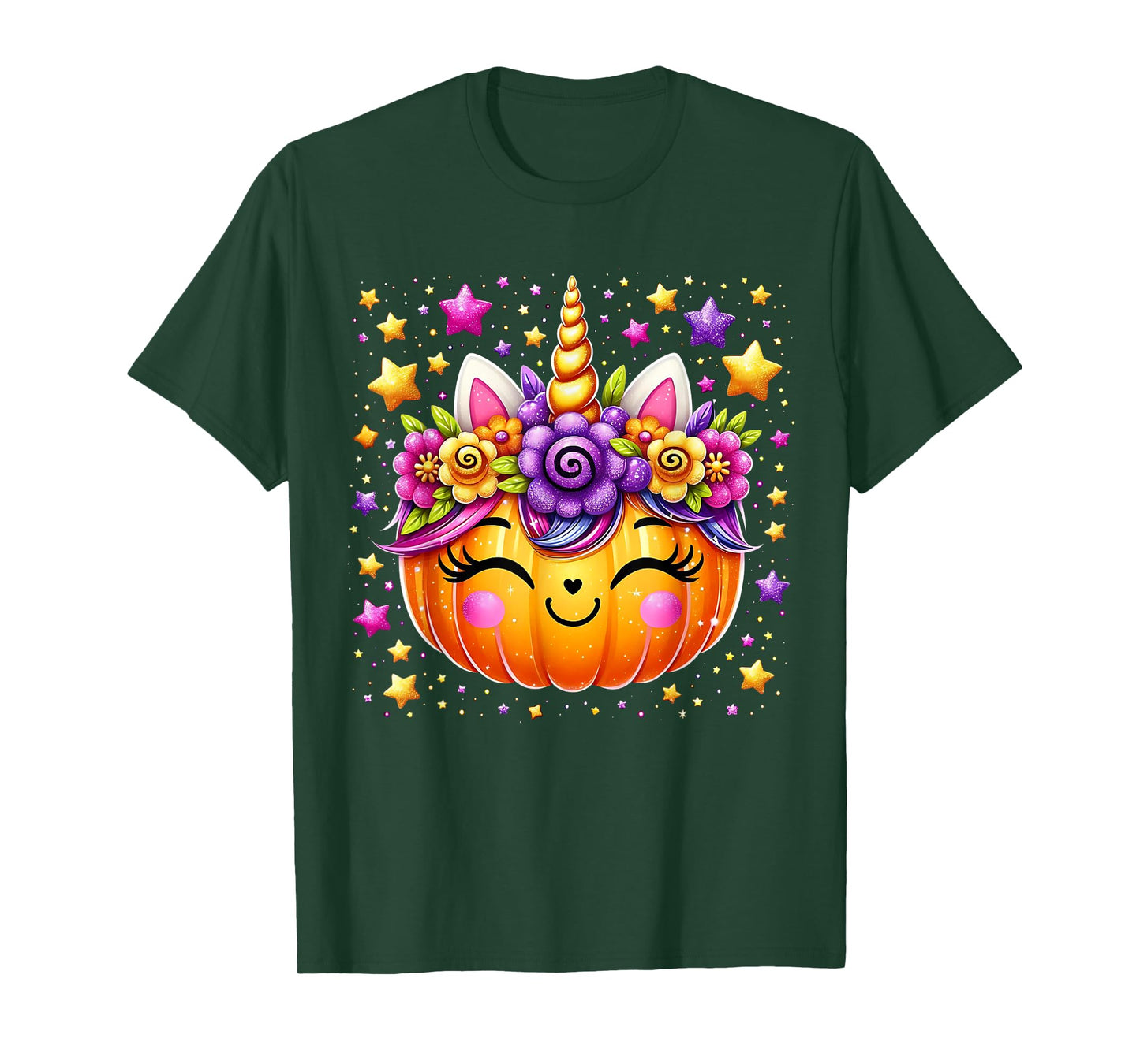 Cute Unicorn Pumpkin Girls Kids Funny Halloween T-Shirt
