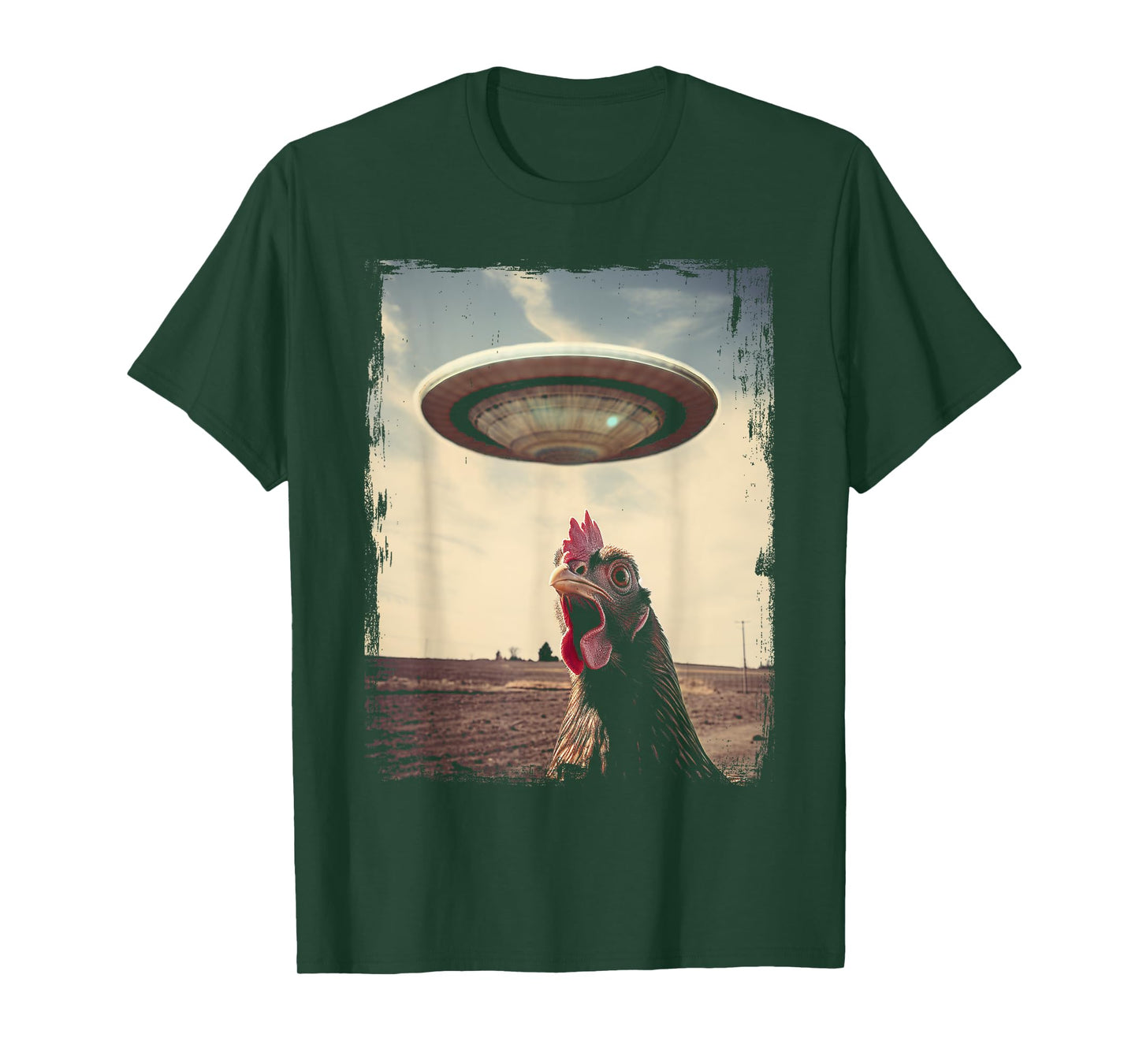 Funny Weird Chicken UFO Weirdcore Alien Believer Farmer T-Shirt
