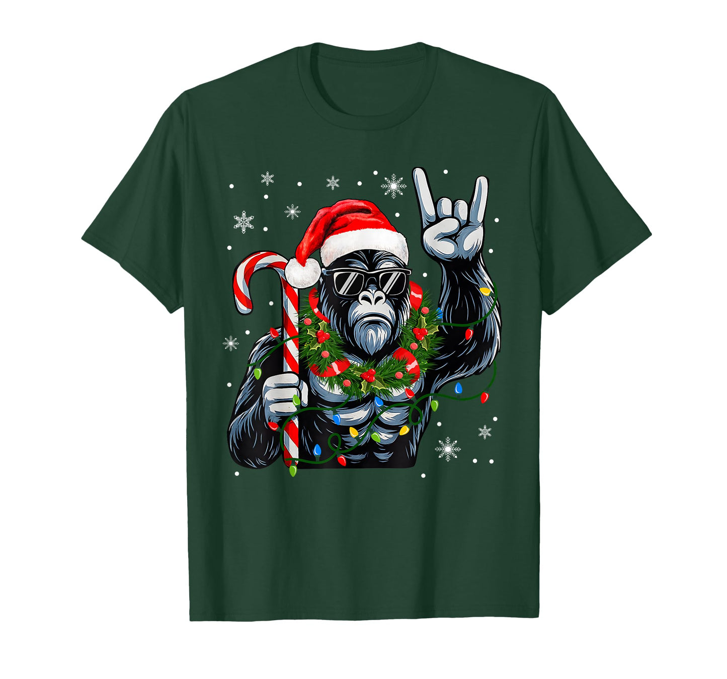 Funny Bigfoot Rock On Pajamas Pjs Christmas Xmas Men Boy T-Shirt