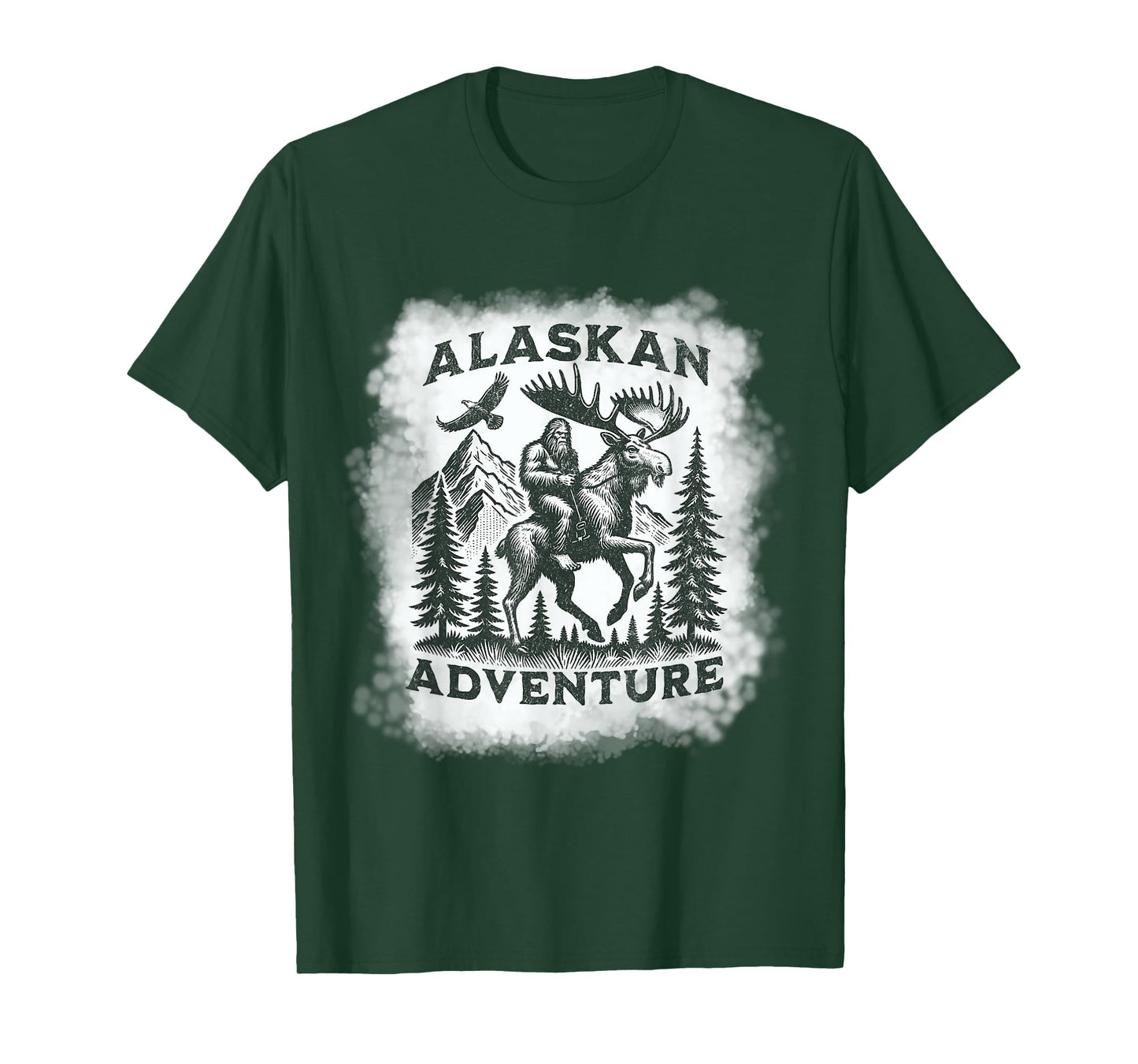 Alaskan Adventure Bigfoot Riding Moose Funny Outdoor Alaska T-Shirt