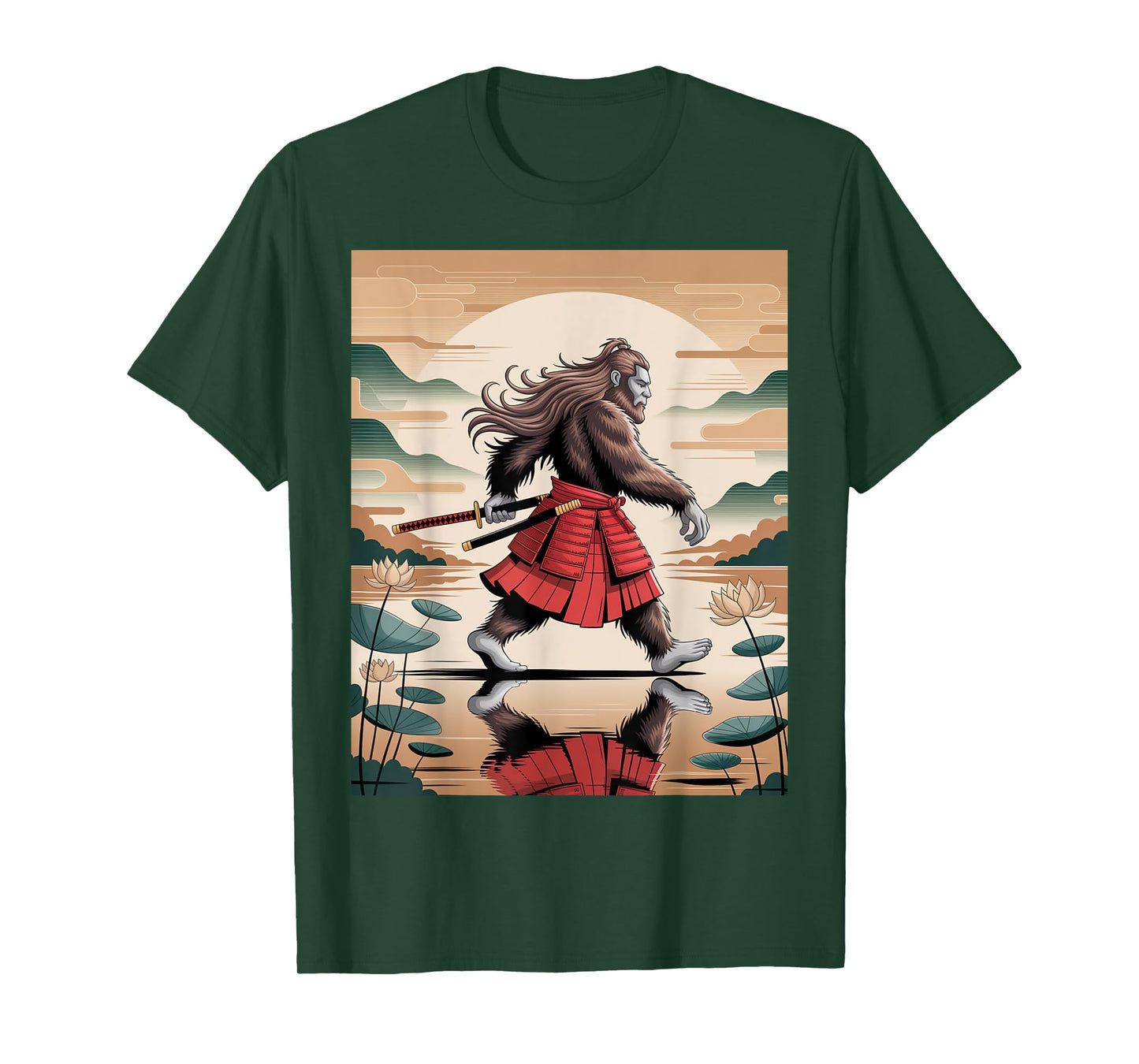 Cool Vintage Bigfoot Samurai Japanese Art for Men T-Shirt