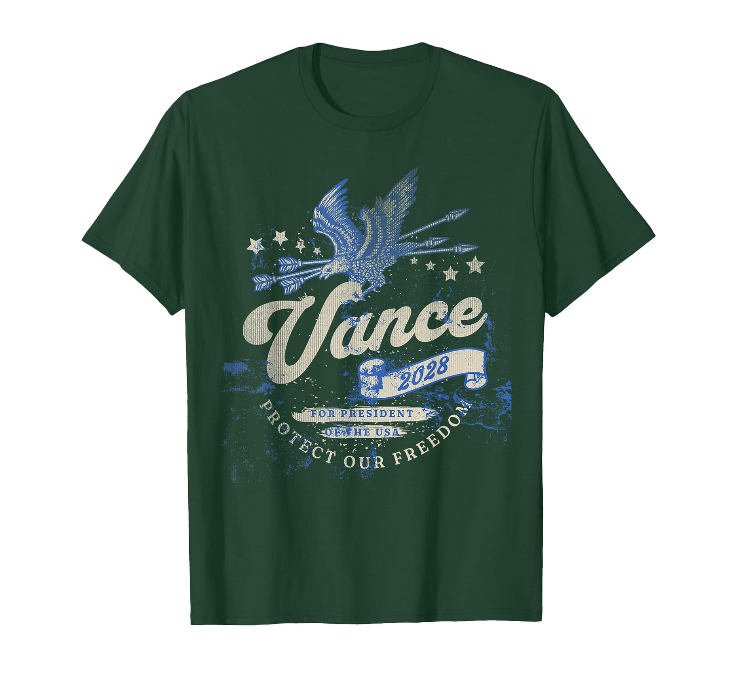 JD Vance 2028 Vintage Freedom Republican Eagle for President T-Shirt - Black, Unisex-Adult, Classic Fit, Short Sleeve, T-Shirt, Political-T-Shirts, Small