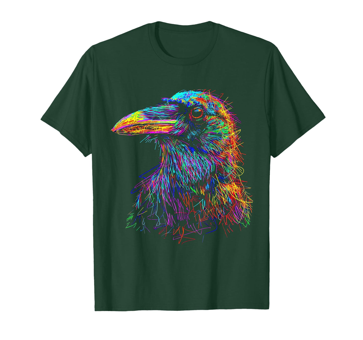 Raven Colorful Abstract Animal Bird Illustration Crow T-Shirt
