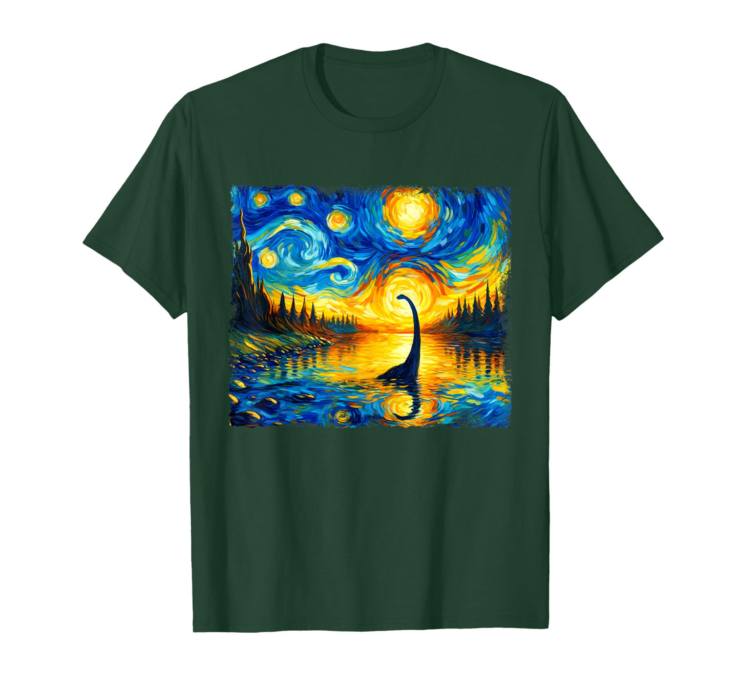 Vintage Arts Loch Ness Monster Outfits Starry Night Humor T-Shirt