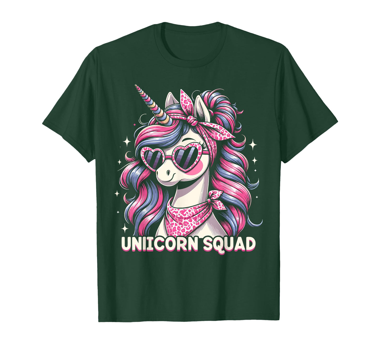 Unicorn Squad - Graceful Unicorn with leopard Bandana T-Shirt