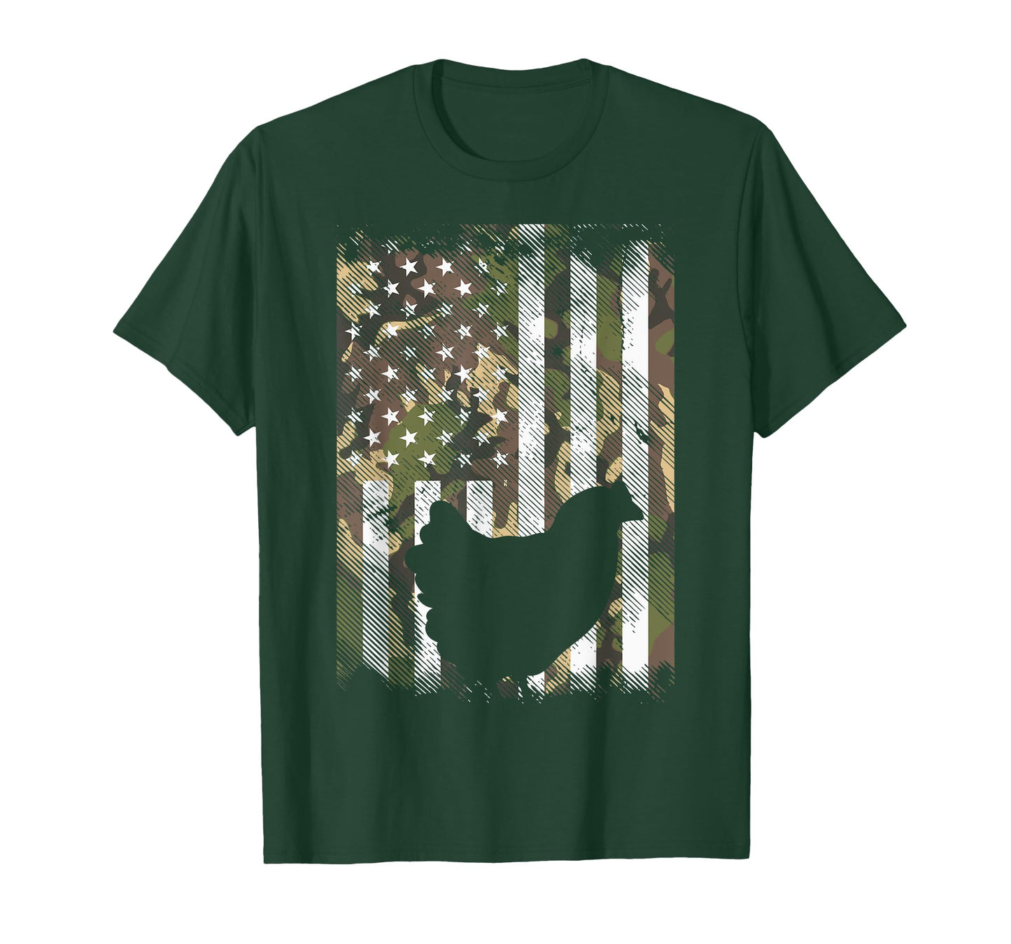 Camo Flag Chicken Vintage Farm Animal Patriotic Farmer Gift T-Shirt