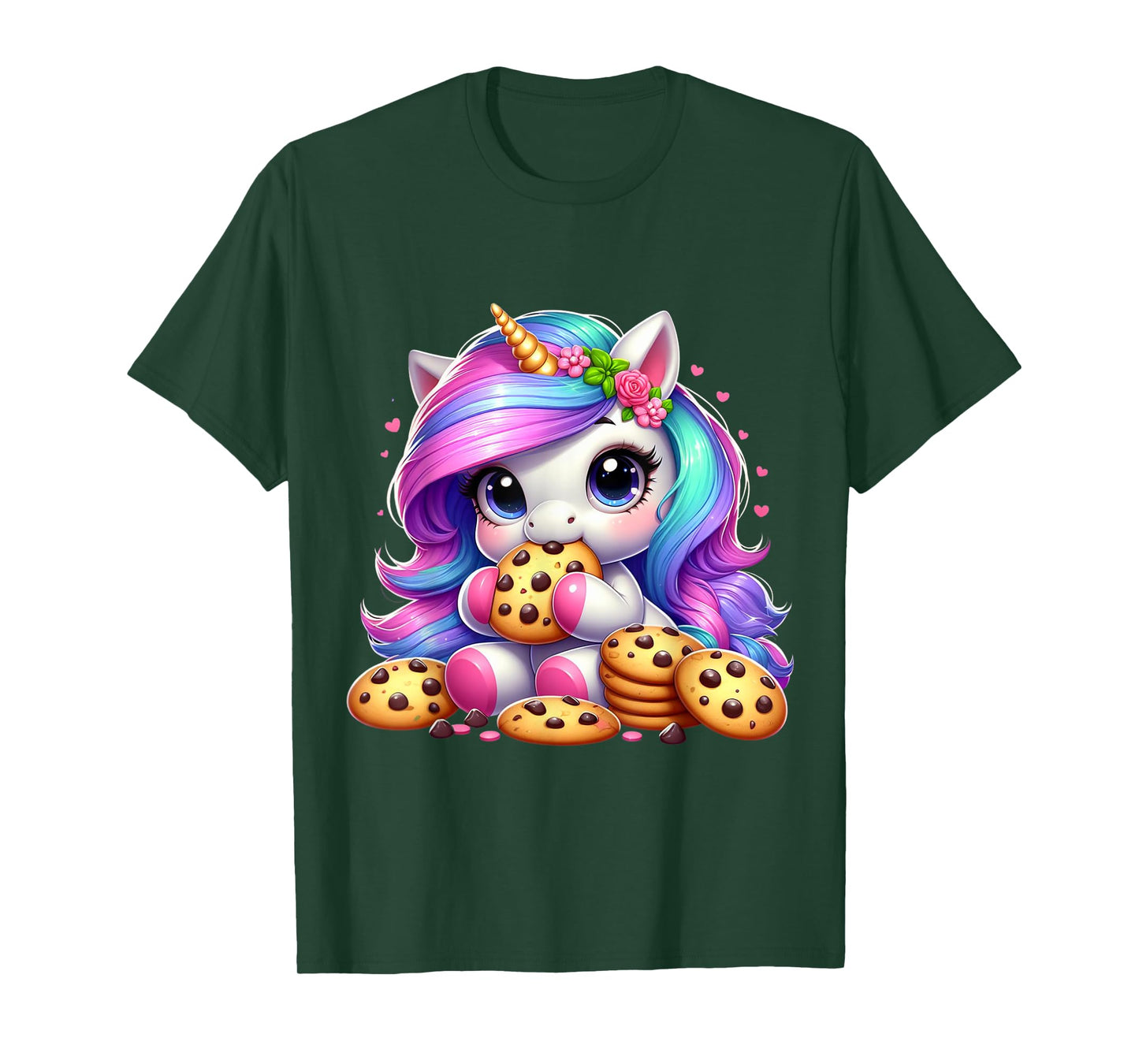 Unicorn Eating Chocolate Chip Cookies Men Women Kids T-Shirt