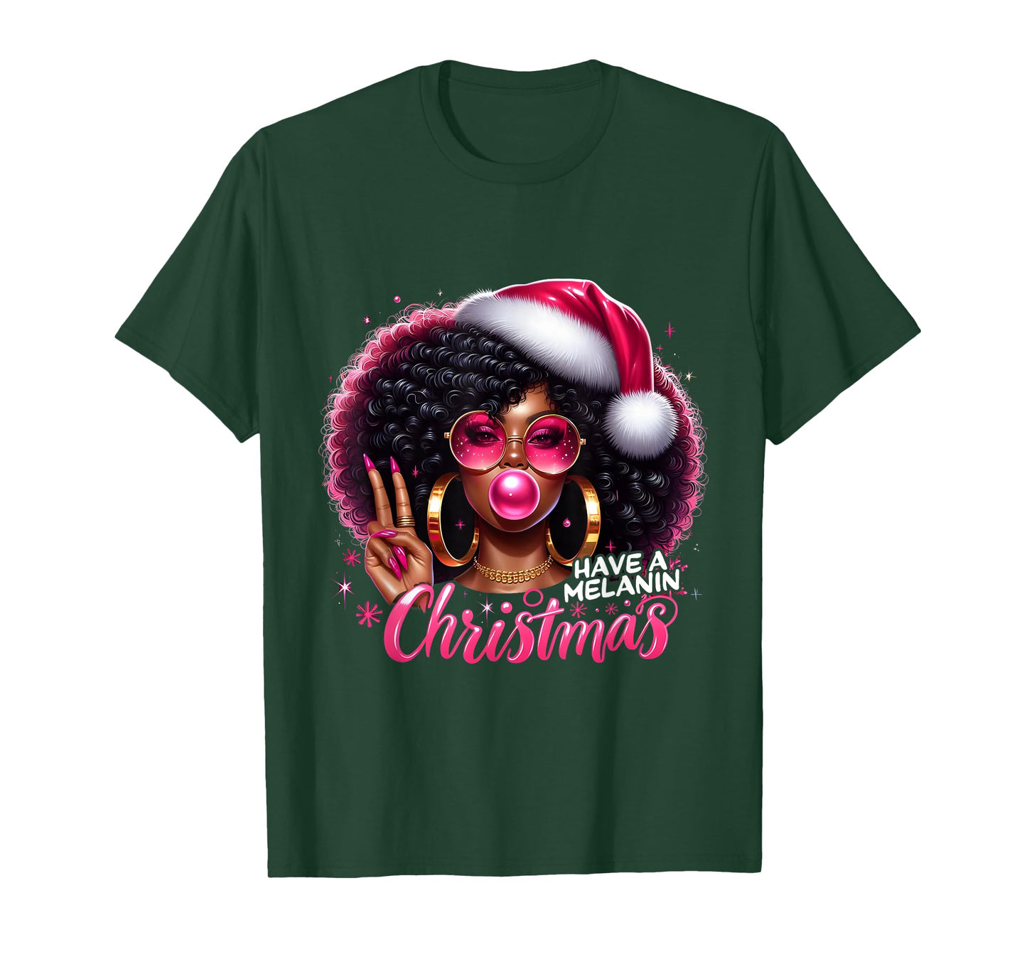 Have A Melanin Christmas Black African American Women Girl T-Shirt