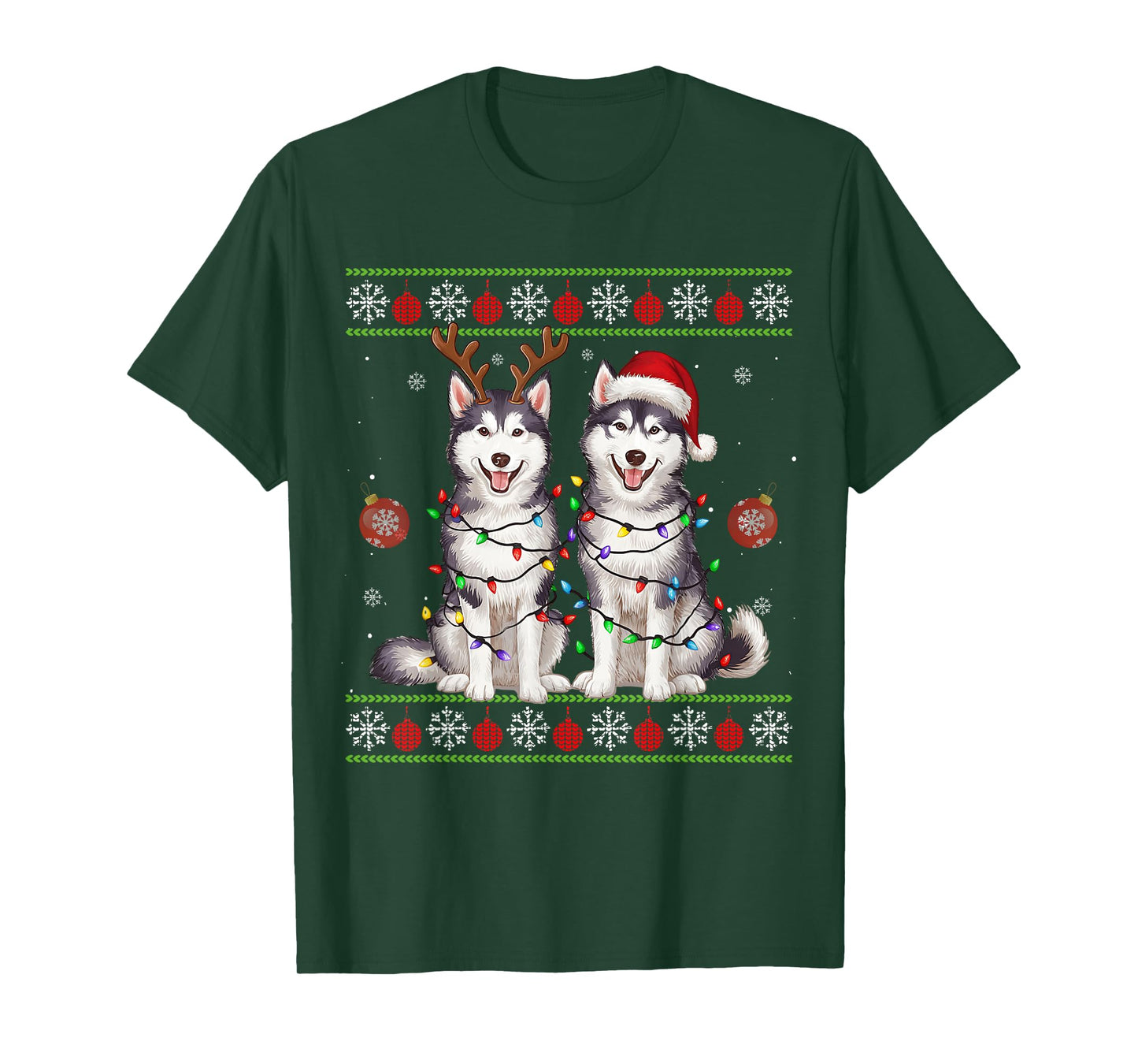 Siberian Husky Christmas Santa Reindeer Christmas Sweater T-Shirt