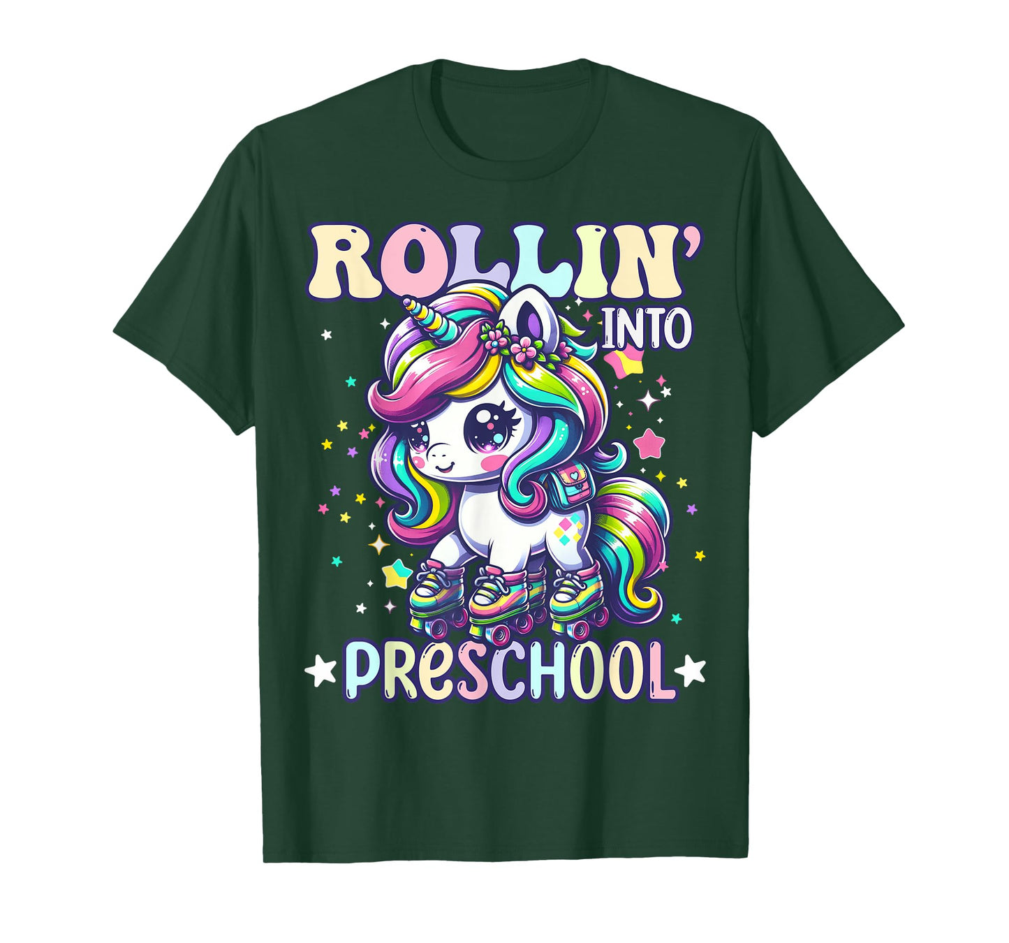 Preschool Back To School First Day Girls PreK Rollin Unicorn T-Shirt