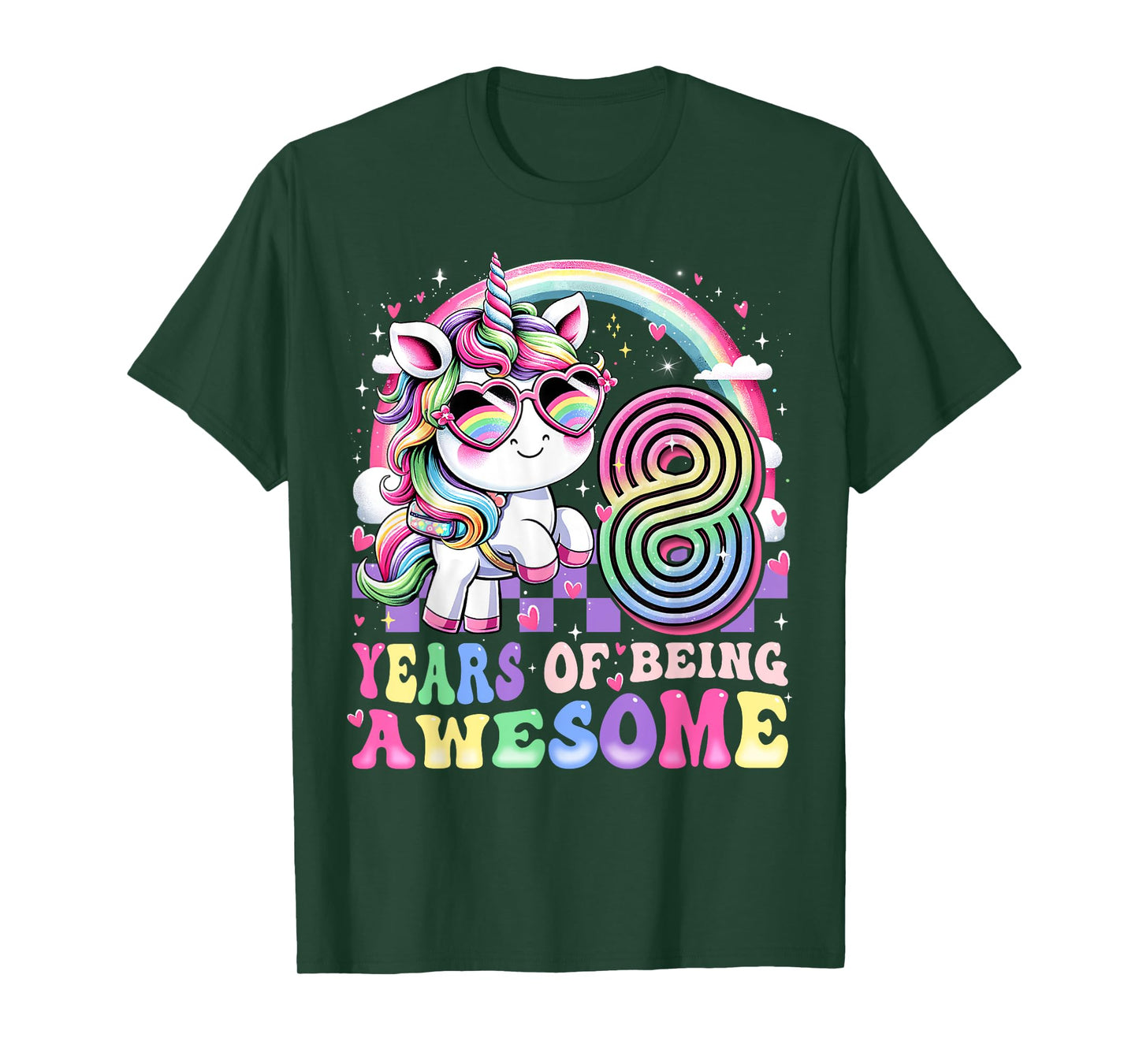 Awesome 8 Year Old Unicorn 8th Birthday Girl Party Princess T-Shirt