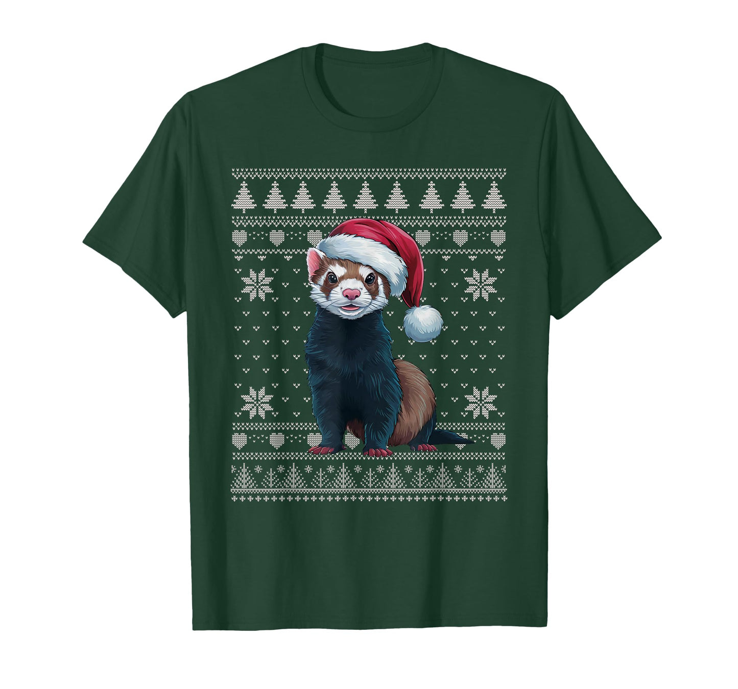 Funny Ferret Ugly Christmas Sweater Santa Xmas PJs T-Shirt