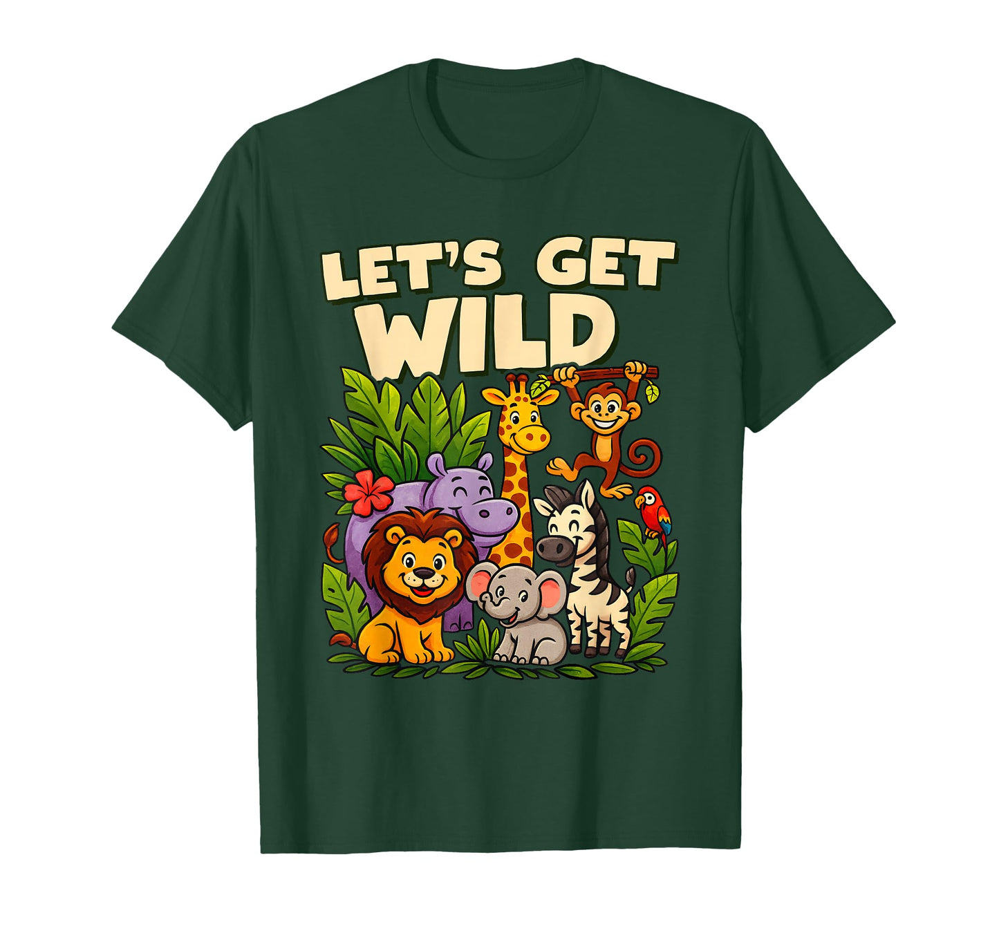 Let's Get Wild Jungle Animal Safari A Day at Zoo Party T-Shirt