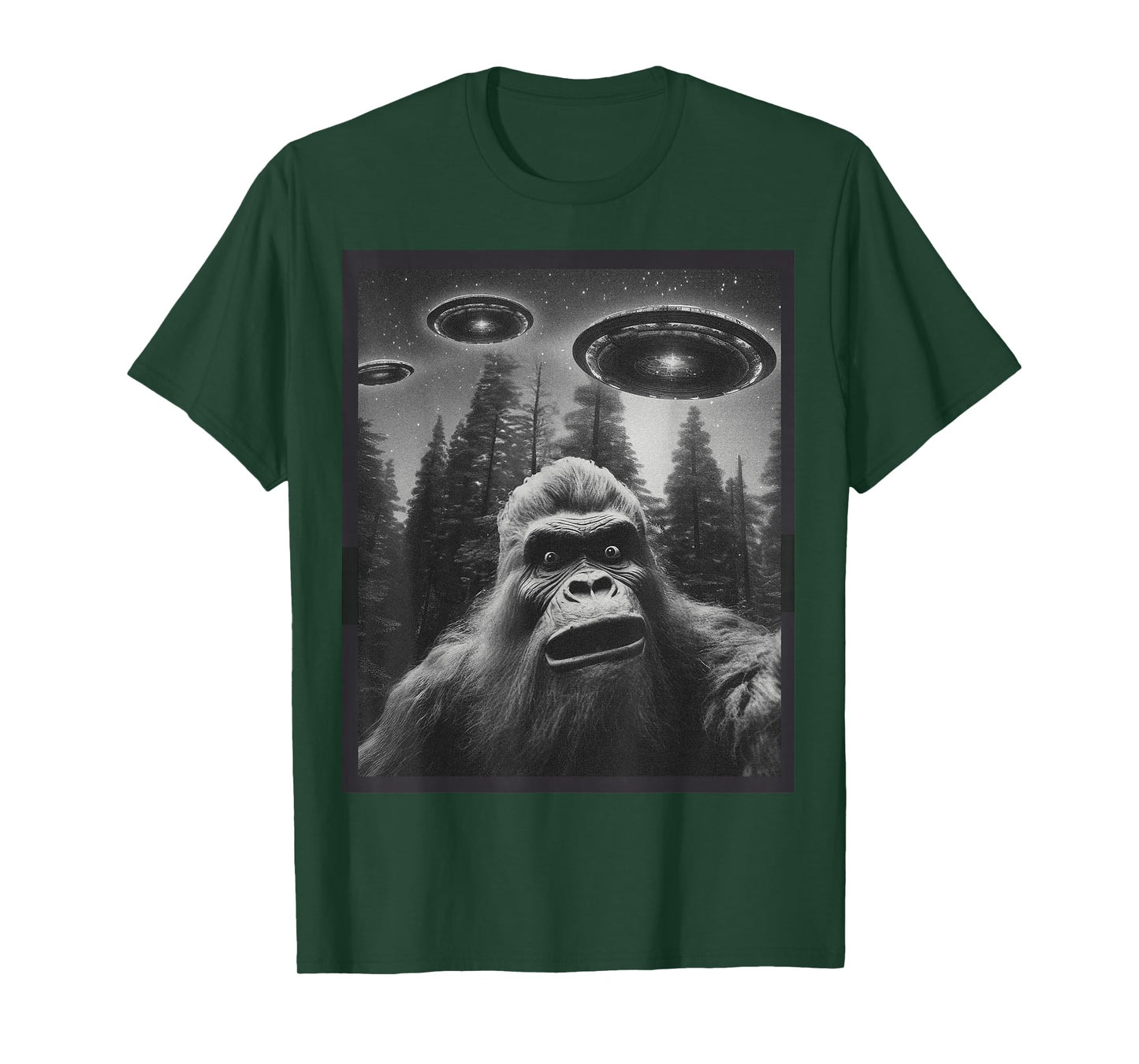 CAT Funny Graphic Tee For Men Women Bigfoot Sasquatch Alien UFO T-Shirt
