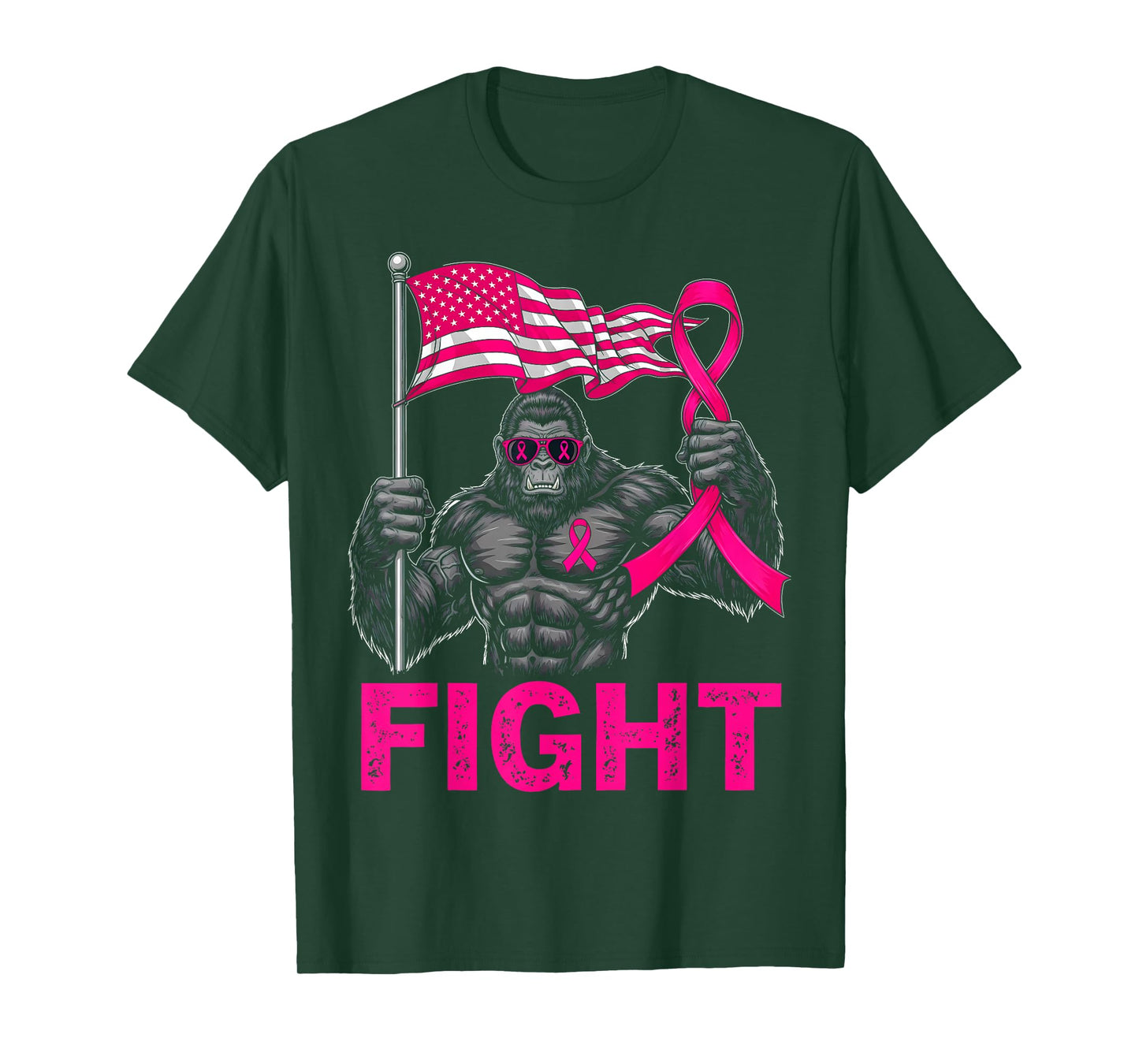 Bigfoot Pink Ribbon Fight Breast Cancer Awareness Men Women T-Shirt