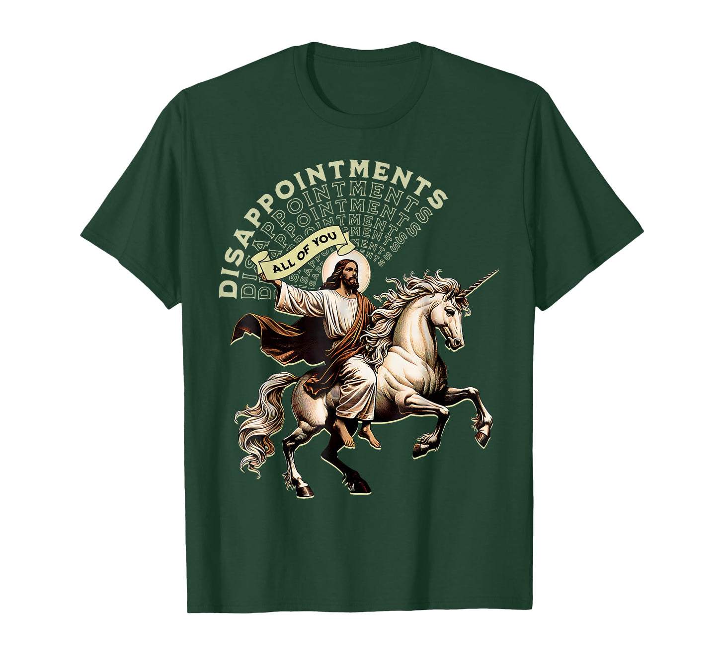 Retro Disappointed Jesus Christian Riding Unicorn Women Men T-Shirt