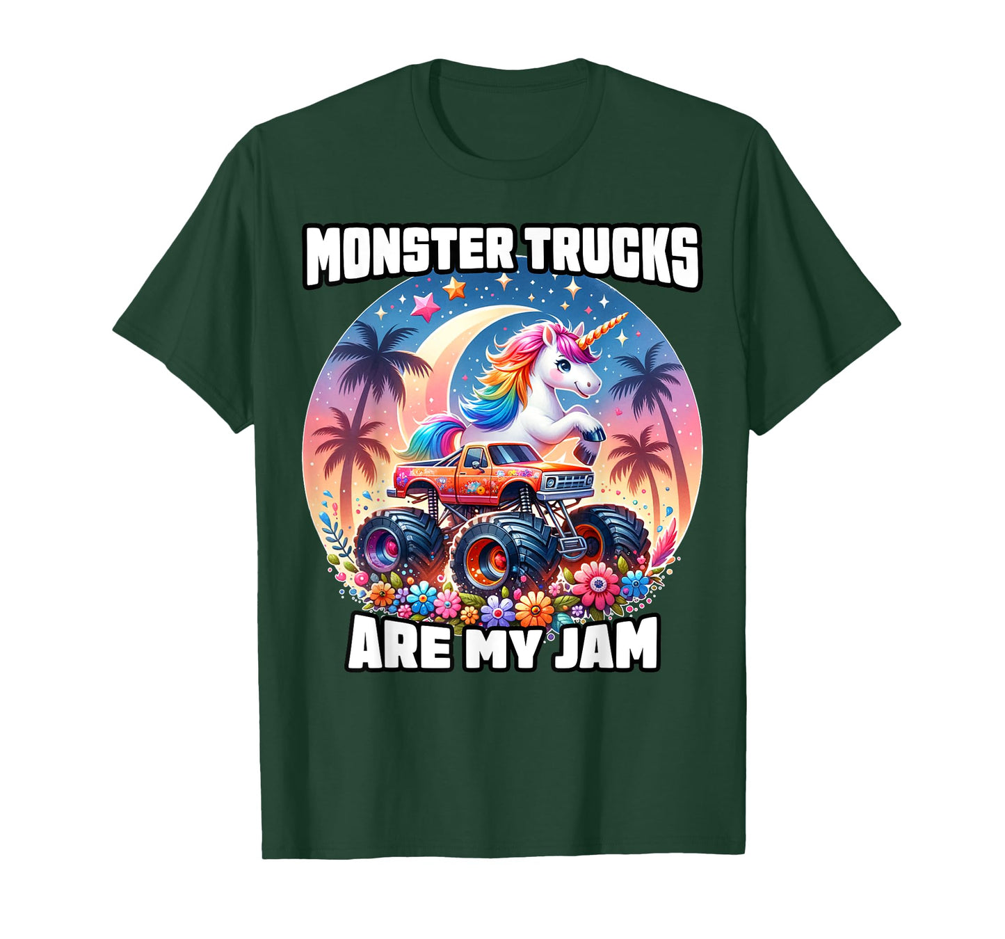 Monster Trucks Are My Jam Unicorn Girls Kids Youth Toddlers T-Shirt
