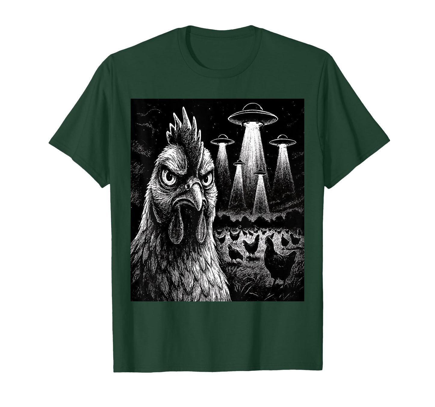 Funny Chicken Rooster Selfie Chicken with Weird Aliens T-Shirt