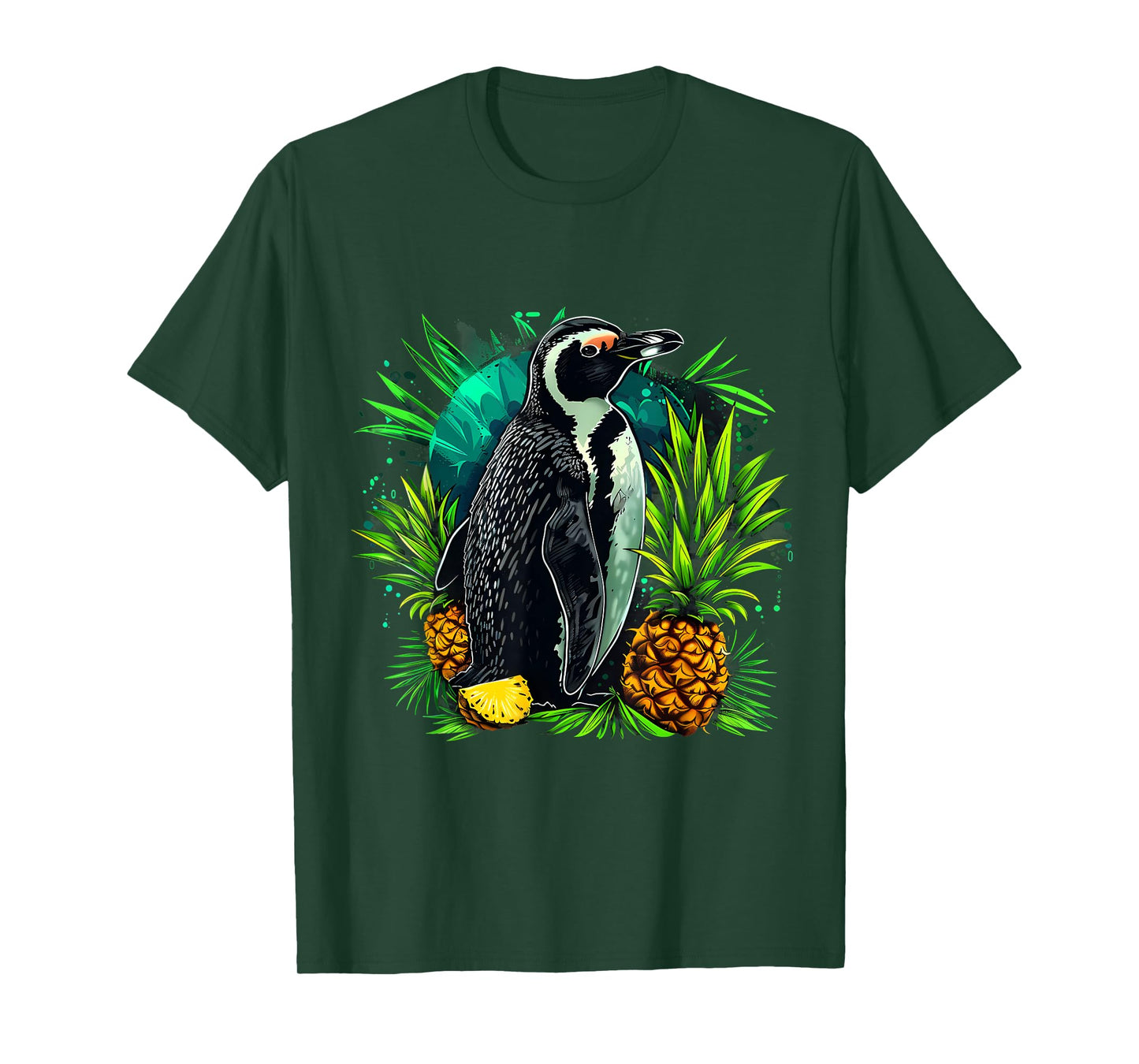 Pineapple Penguin Bird Colourful Artwork Motif Penguin Lover T-Shirt