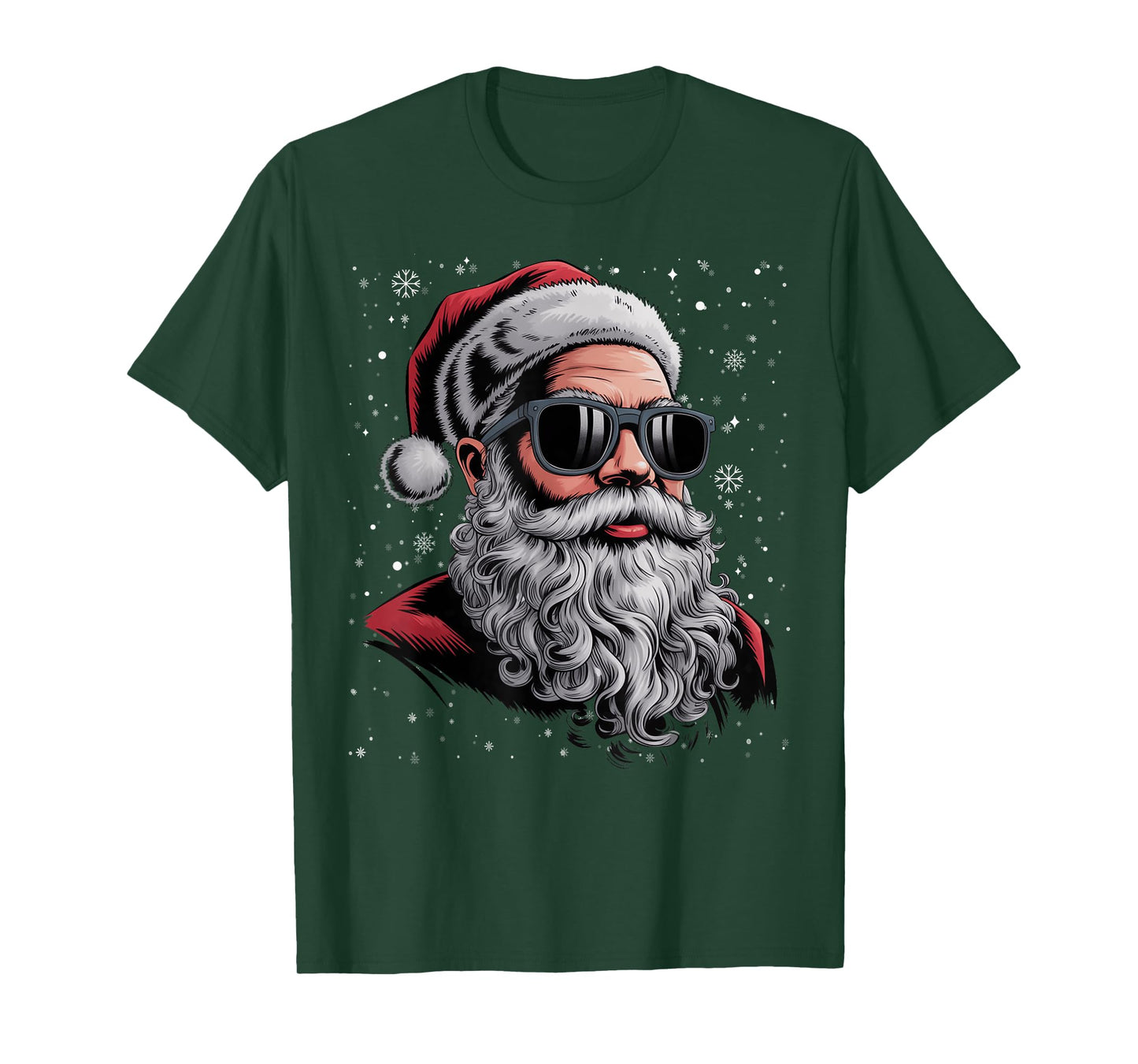 Cool Santa Face Beard & Glasses Christmas Funny Men Boys T-Shirt