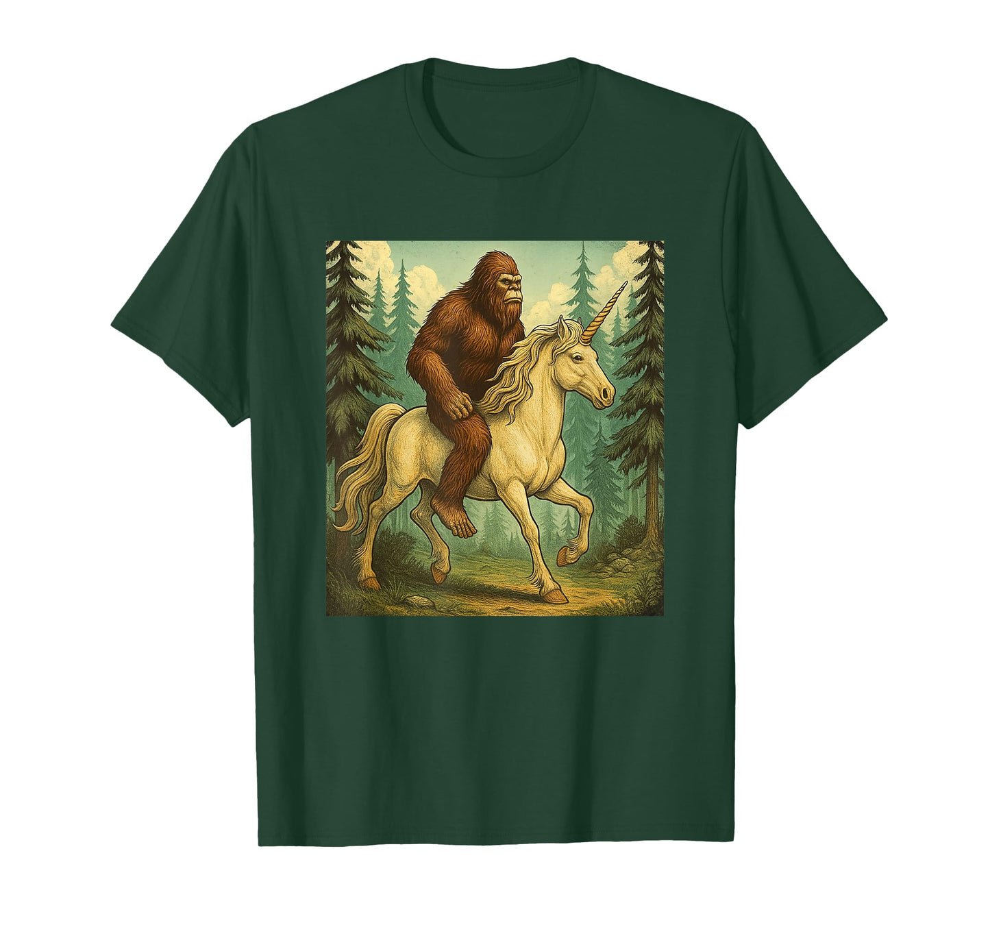 Bigfoot Riding a Unicorn Shirt Men Women Kids Sasquatch T-Shirt