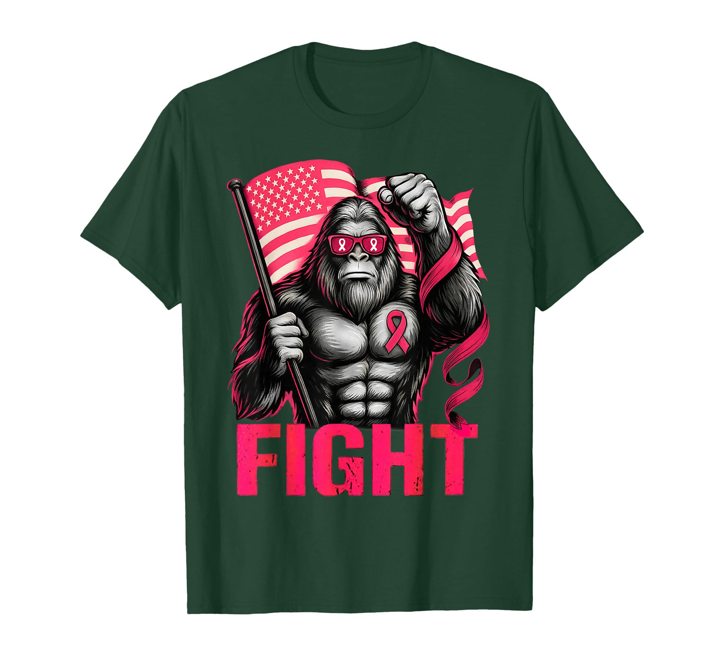 Bigfoot Pink Ribbon Fight Breast Cancer Awareness T-Shirt