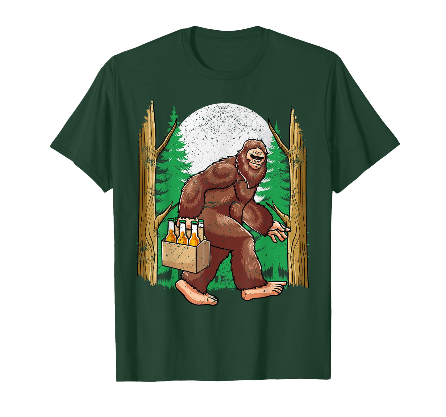 Bigfoot Beer Run Funny Sasquatch Forest Drinking T-Shirt
