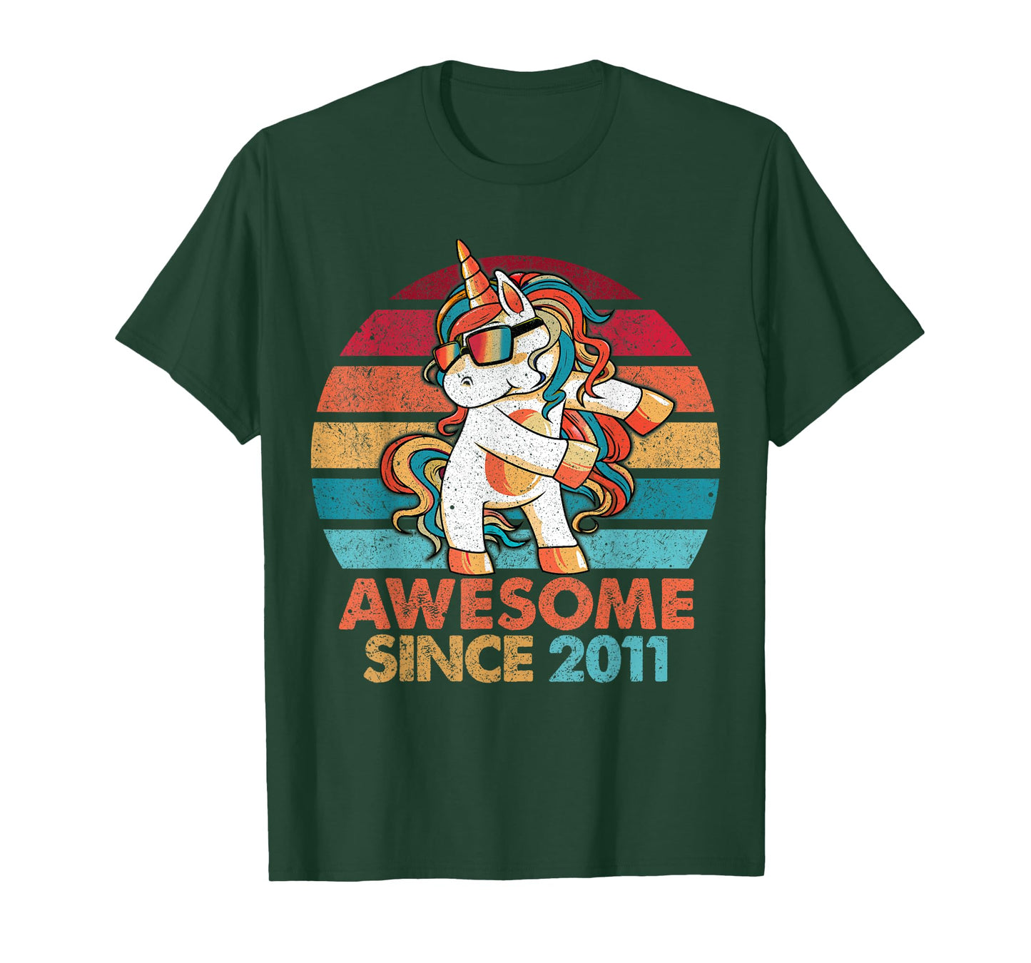 11th Birthday T-Shirt Awesome Since 2011 Unicorn Flossing T-Shirt