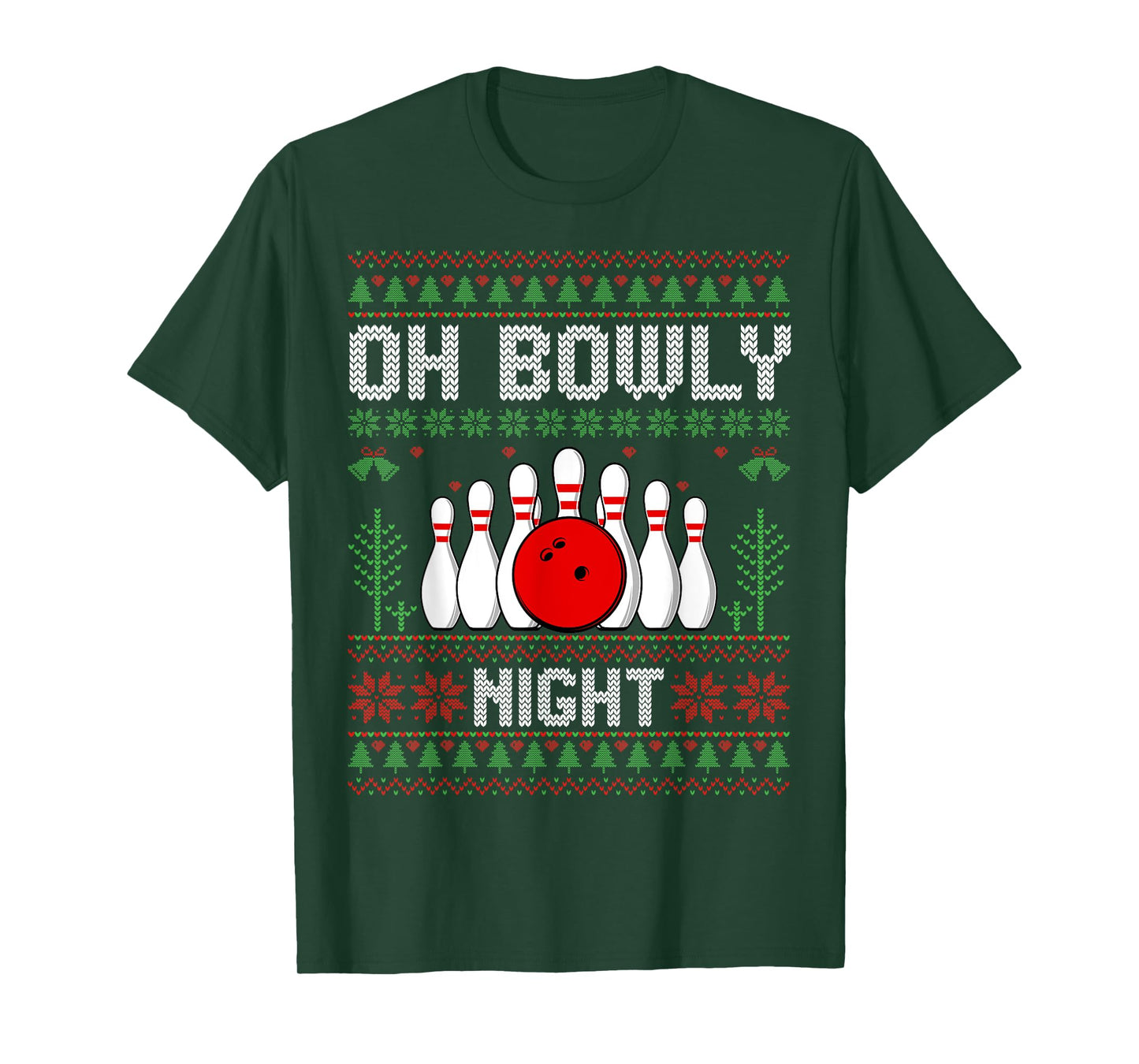 Oh Bowly Night Bowler Xmas Bowling Player Ugly Christmas T-Shirt